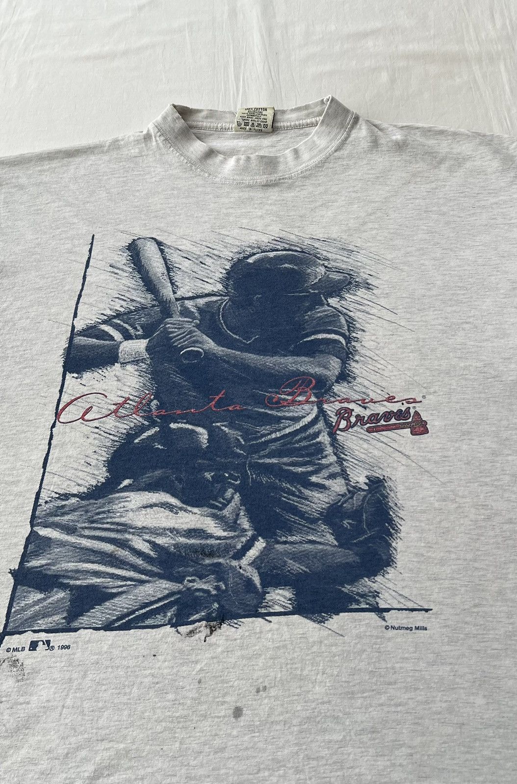 MLB Vintage 1996 Atlanta Braves MLB Nutmeg Gray T-shirt Size US L / EU 52-54 / 3 - 3 Thumbnail