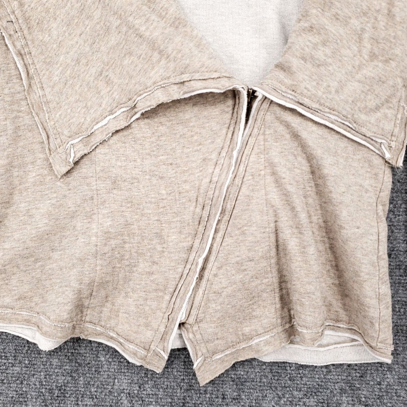 Vintage Mystree Top Womens S Small Beige Drape Collar Long Sleeve Lagenlook Zip Heather Size S / US 4 / IT 40 - 4 Thumbnail