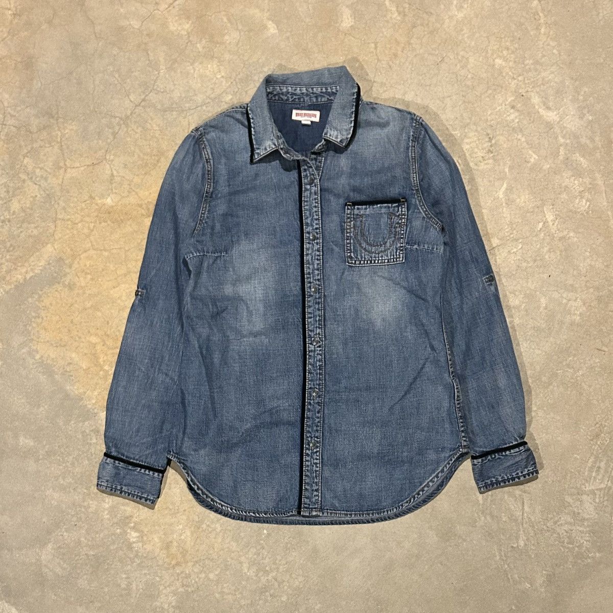 True Religion × Vintage Essential Vintage Y2K True Religion Denim Button Up Shirt Size US M / EU 48-50 / 2 - 1 Thumbnail
