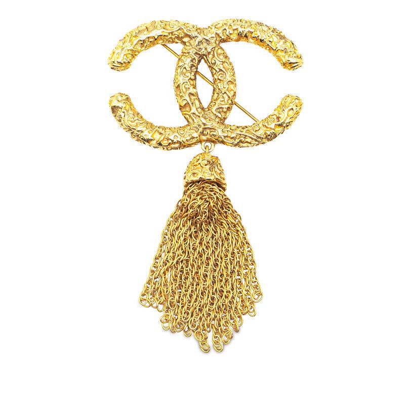 Chanel Chanel Chanel Vintage Coco Mark Lava Tassel Brooch Metal Brooch 93A Size ONE SIZE - 1 Thumbnail