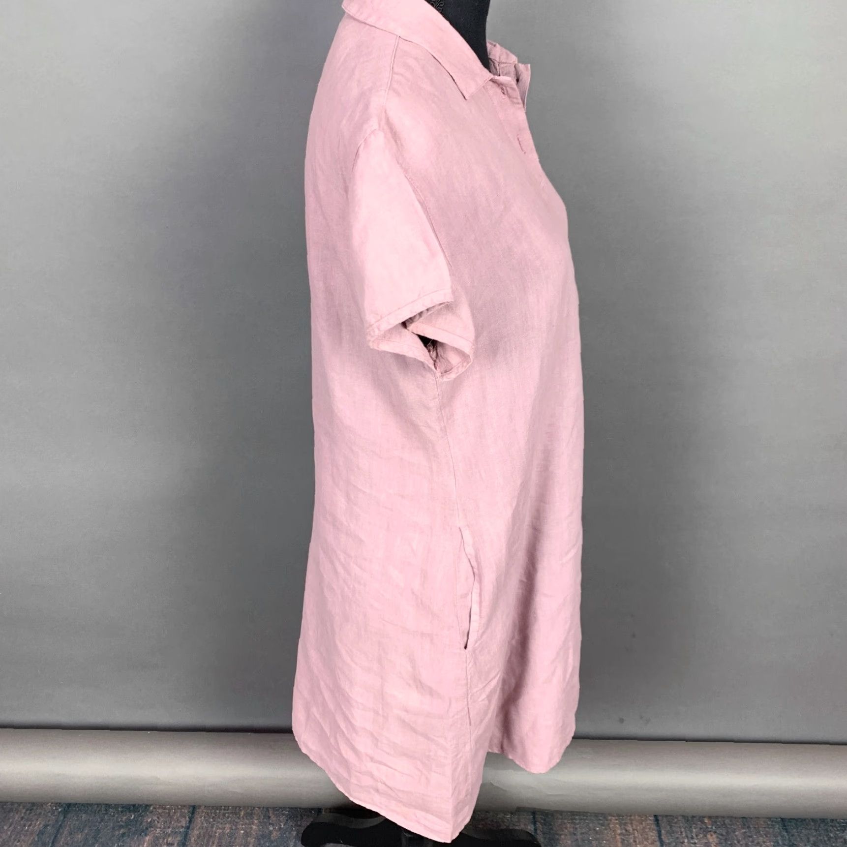 Vintage Kleen Dusty Lavender Purple Tunic Short Sleeve Linen Dress Pockets Small Women Shirt? Size 28" / US 6 / IT 42 - 3 Thumbnail