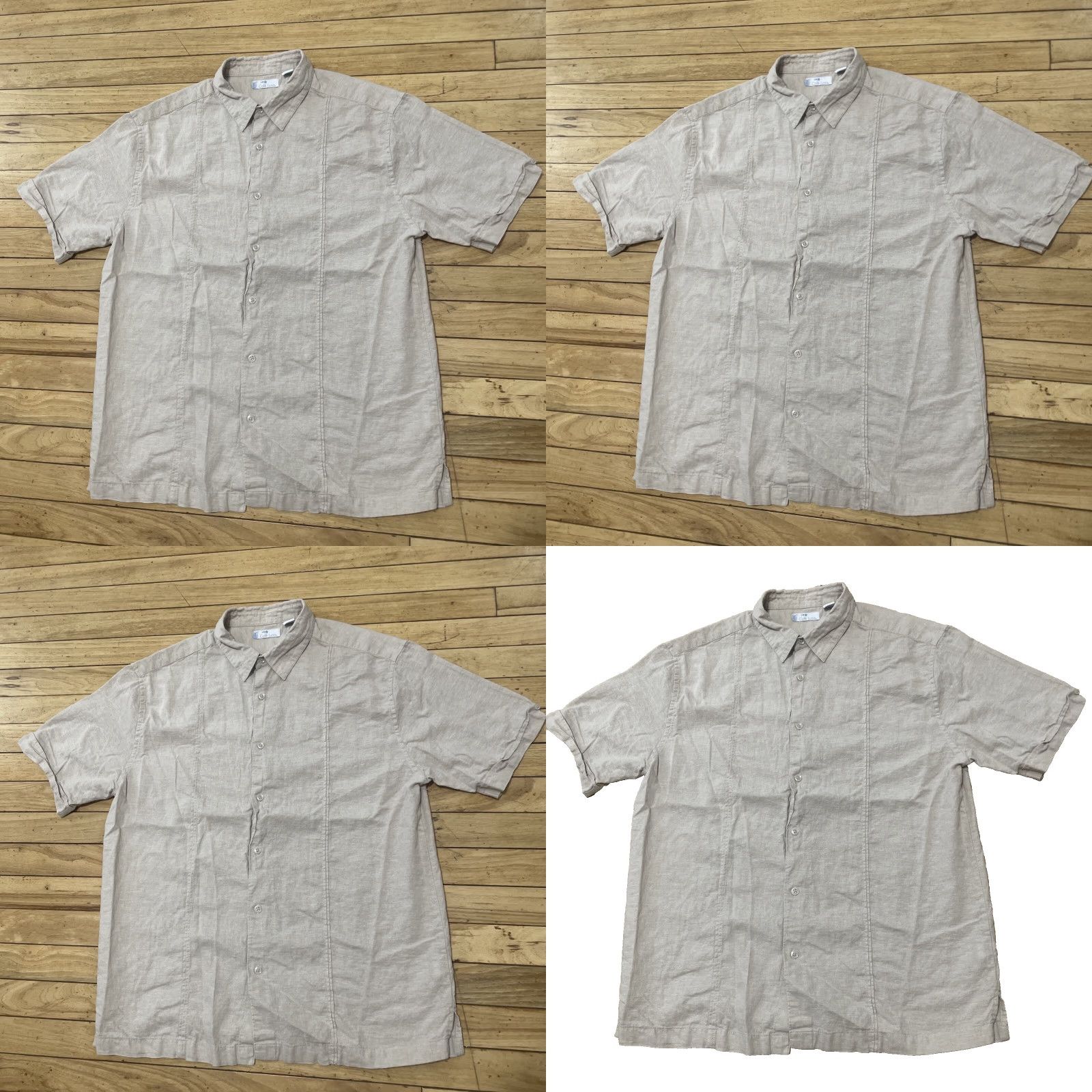 Vintage Cafe Luna Linen Button Shirt Men L Pleated Western Sand Tan Gray 44" Shirt Mens Size US L / EU 52-54 / 3 - 10 Thumbnail