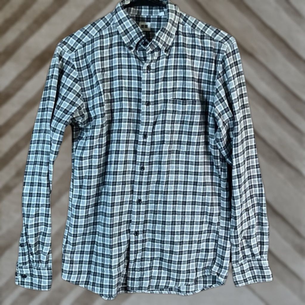 Uniqlo Uniqlo Mens Shirt Black White Flannel Button-Down Long Sleeve 100% Cotton Small Size US S / EU 44-46 / 1 - 1 Thumbnail