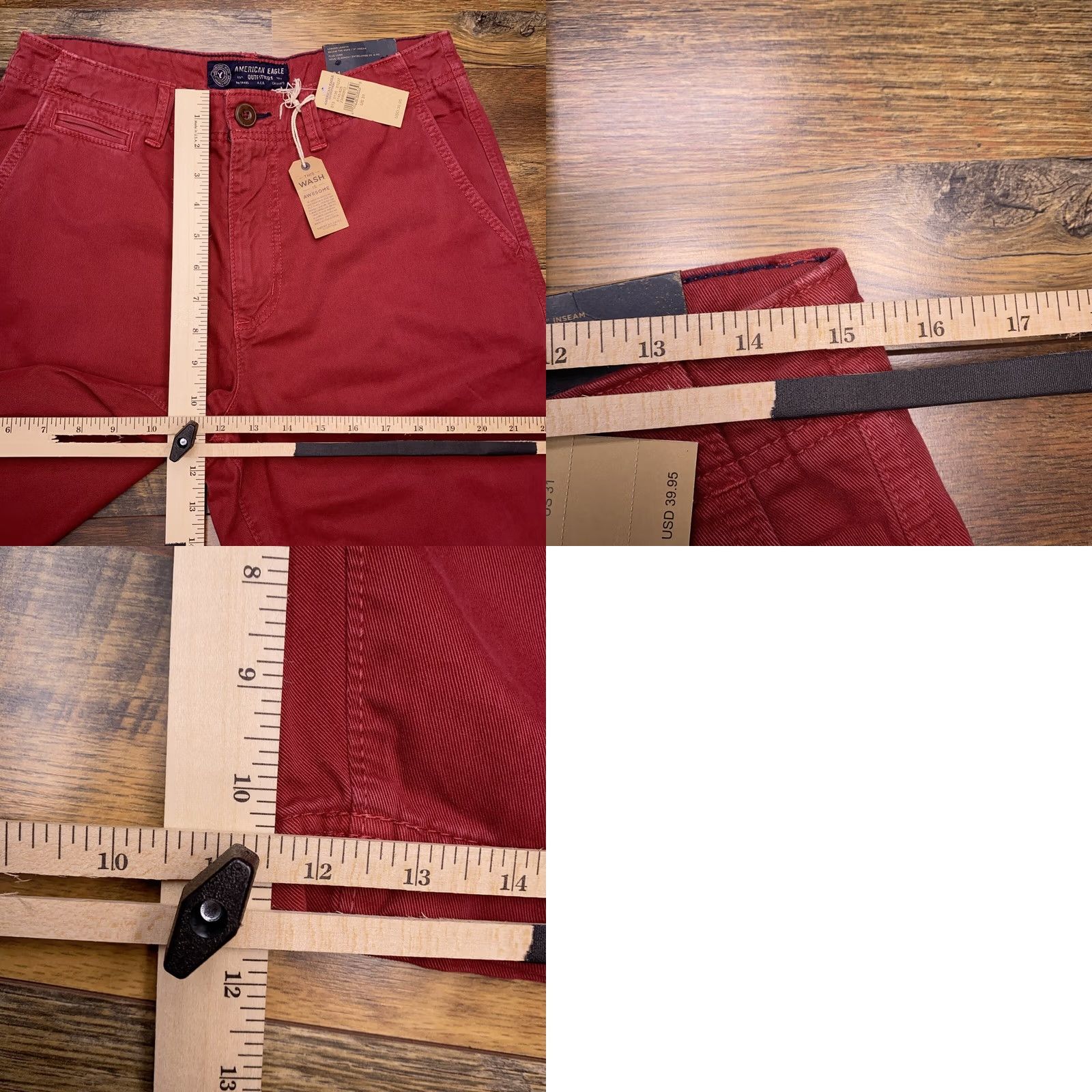 American Eagle Outfitters American Eagle Chino Short Adult 31 Red Mens New Longer Length Size US 31 - 9 Thumbnail