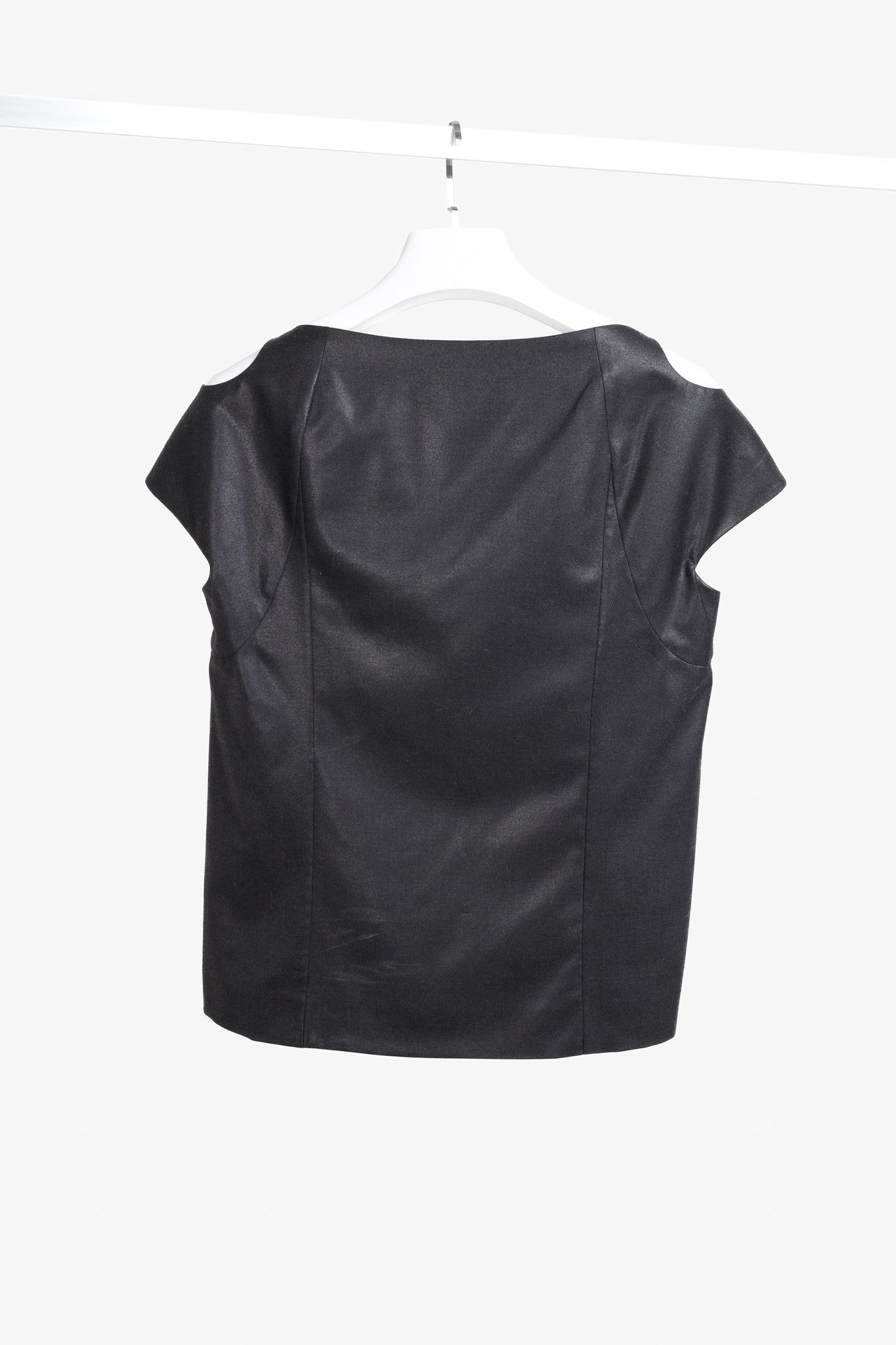 Chloe Chloe Anthracite Black Wool Sculptural Cap Sleeve Blouse Size S / US 4 / IT 40 - 2 Thumbnail
