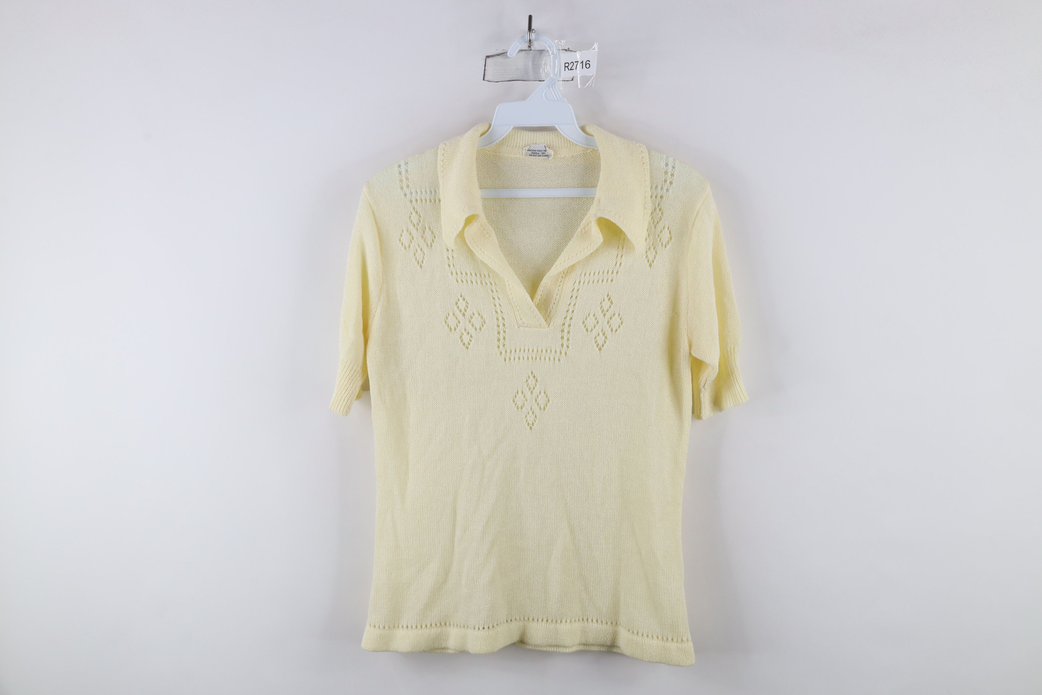 Vintage Vintage 60s 70s Streetwear Diamond Knit Collared Polo Shirt Size M / US 6-8 / IT 42-44 - 1 Thumbnail