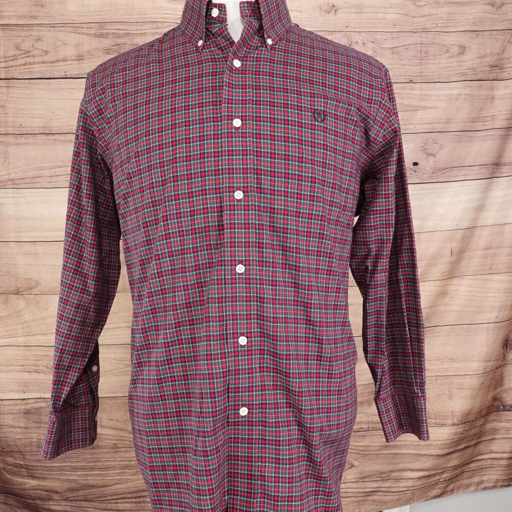 Ralph Lauren LAUREN Ralph Lauren Button-Up Shirt Mens XL Red Plaid Classic Fit Non-Iron Long Sleeve Embroidered Size 46R - 4 Thumbnail