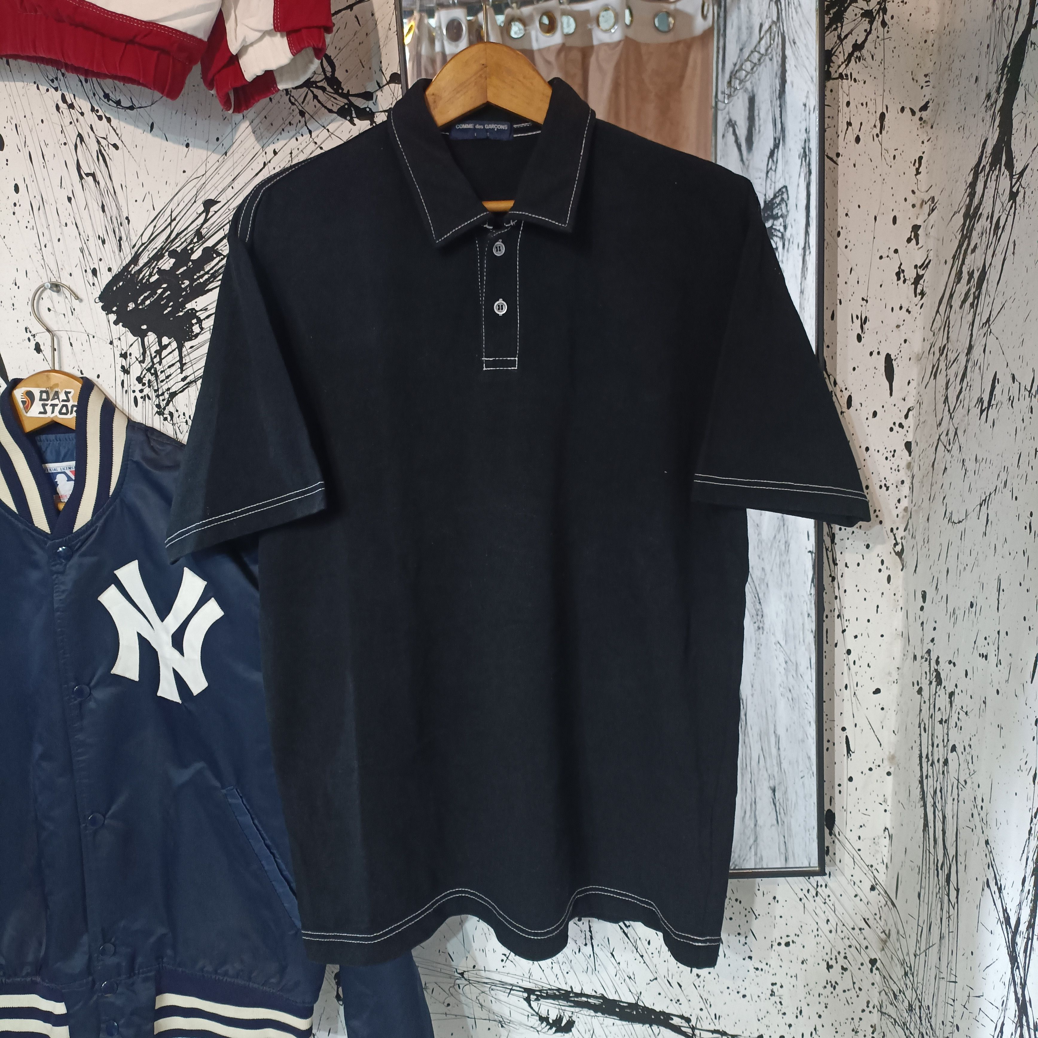 Comme des Garcons Homme AD 2005 Polo Shirt Contrast Top Stitching 