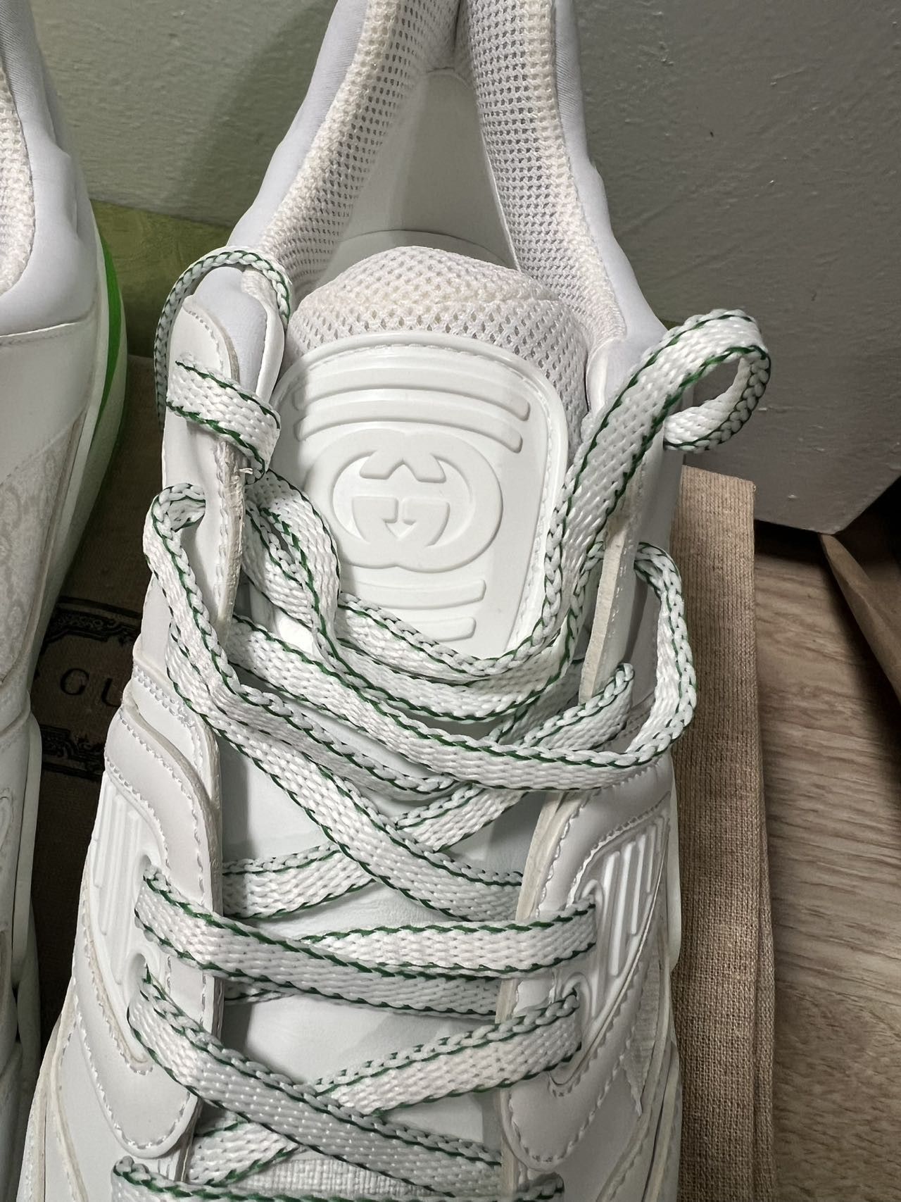 Gucci MEN Gucci Basket Low White Demetra Green Size US 13 / EU 46 - 6 Thumbnail