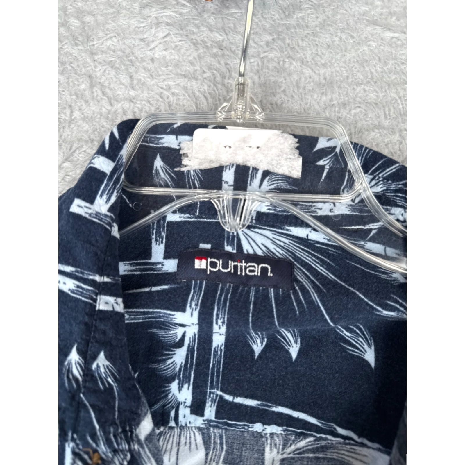 Vintage Puritan Shirt Mens Large Blue Hawaiian Bamboo Leaf Print 100% Rayon Wood Button Shirt Regular Men 40 in Blue Floral Aloha Hawaiian Resort Beach 90s? Size US L / EU 52-54 / 3 - 7 Thumbnail