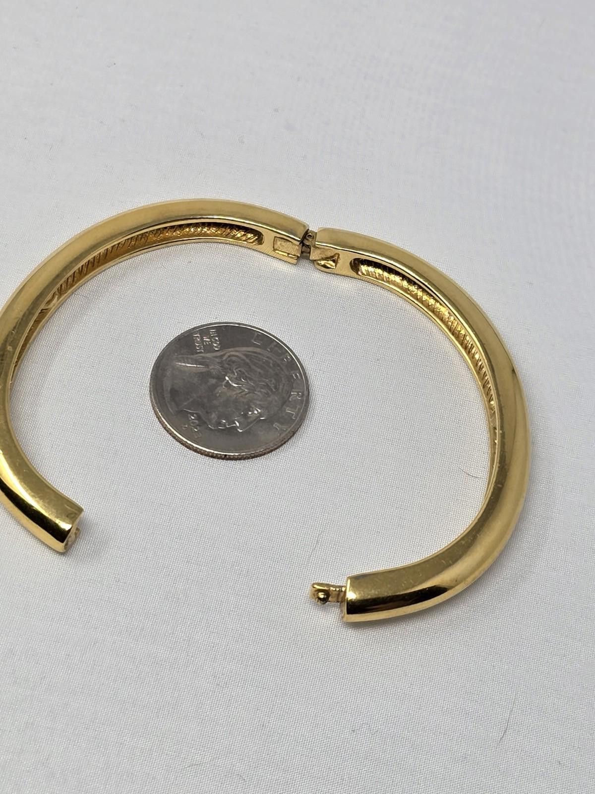 X2 Vintage St. John Gold Tone Hinged Bangle Bracelet 2.5” x 2” Size ONE SIZE - 4 Thumbnail