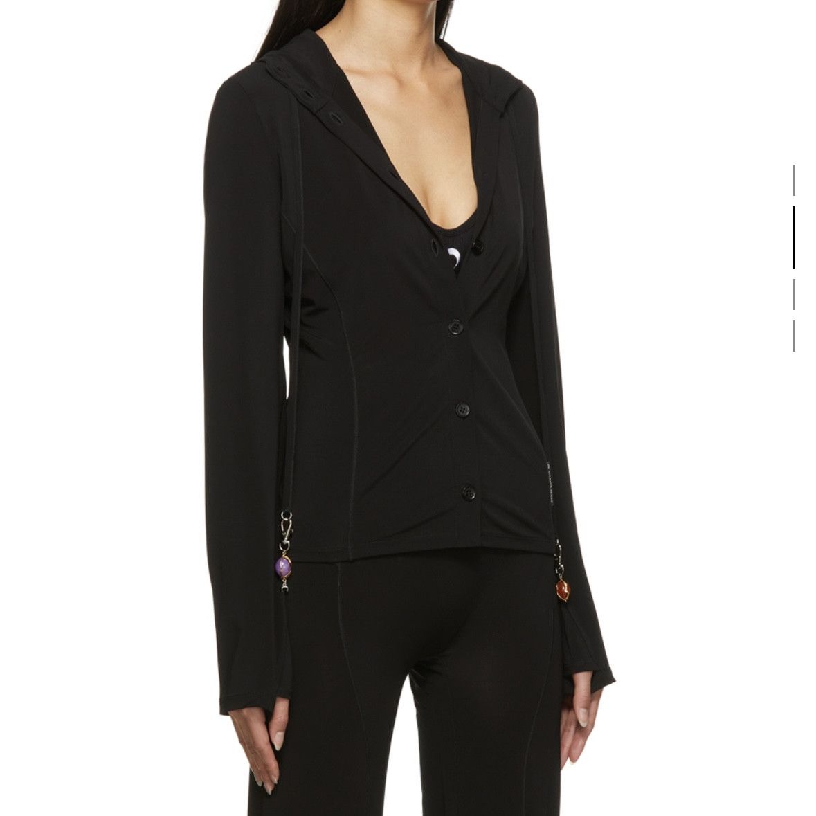 Marine Serre MARINE SERRE : Black Moon Hooded Jacket Size XS / US 0-2 / IT 36-38 - 2 Thumbnail