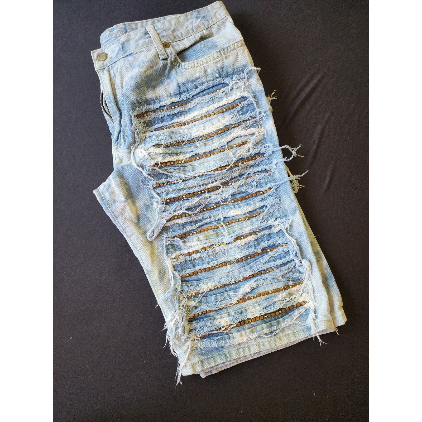Robins Jeans Robin’s Jean Mens Destroyed Rhinestones Studded Shorts Size US 42 / EU 58 - 1 Thumbnail