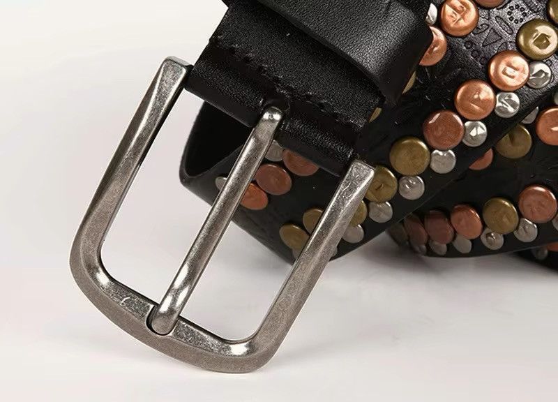 Japanese Brand × Vintage Round Rivet Studded Genuine Cowskin Leather Belt Size ONE SIZE - 7 Thumbnail