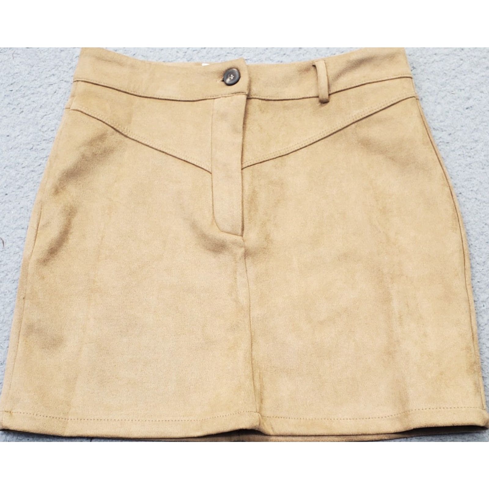 Vintage Pull&Bear Mini Skirt Womens Size S Brown Faux Suede Boho Chic Western High Waist Skirt Womens Small Brown 90s Style Fashion Girl Mens Girls Size 28" / US 6 / IT 42 - 2 Thumbnail