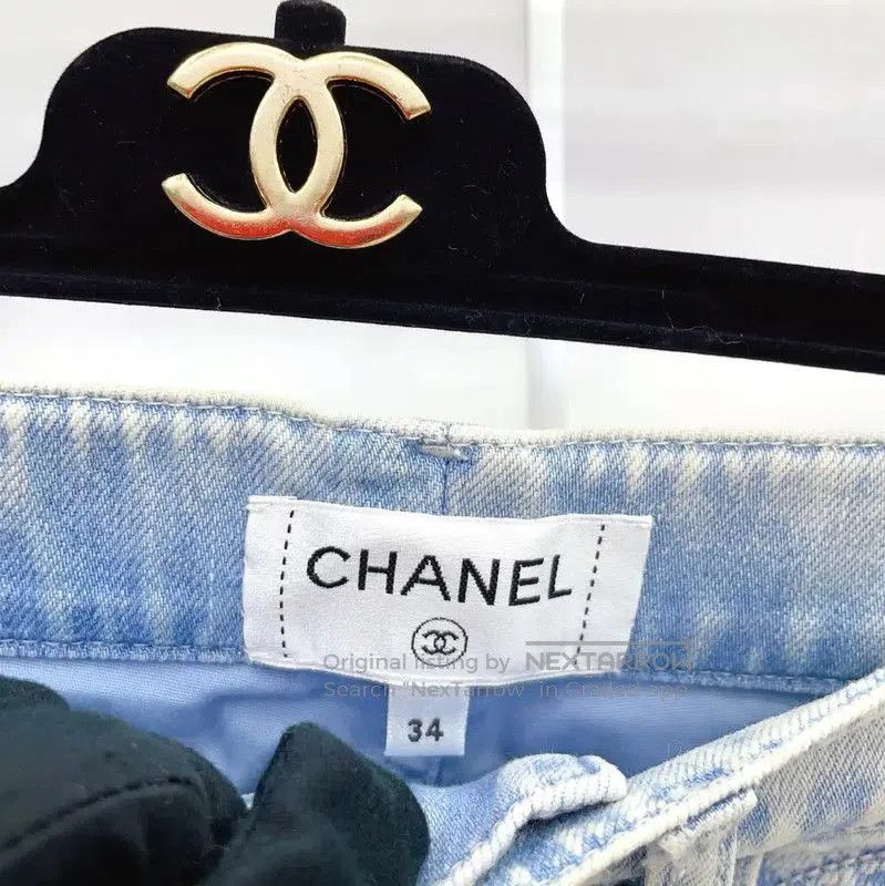 Chanel Chanel Blue Cotton Logo Women's Shorts . Size 23" - 7 Thumbnail