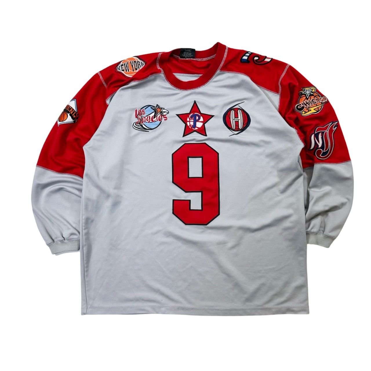 Vintage Vintage 90s Long Sleeve Basketball Patched Jersey Shirt Size US XL / EU 56 / 4 - 1 Thumbnail