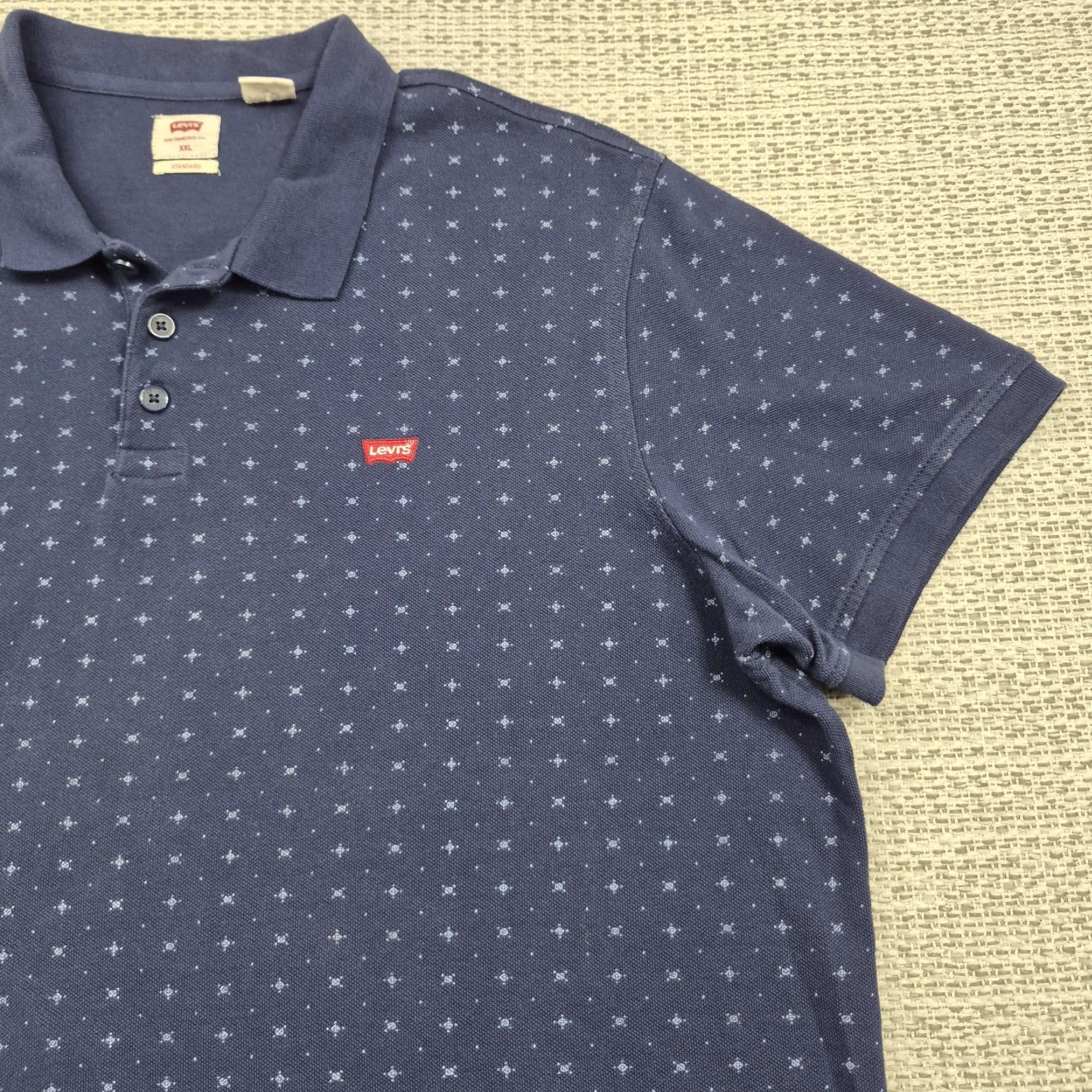 Levi's Levi's Polo Shirt Mens 2XL Blue Geometric Print Pique Knit Short Sleeve Casual Shirt Size US XXL / EU 58 / 5 - 2 Thumbnail