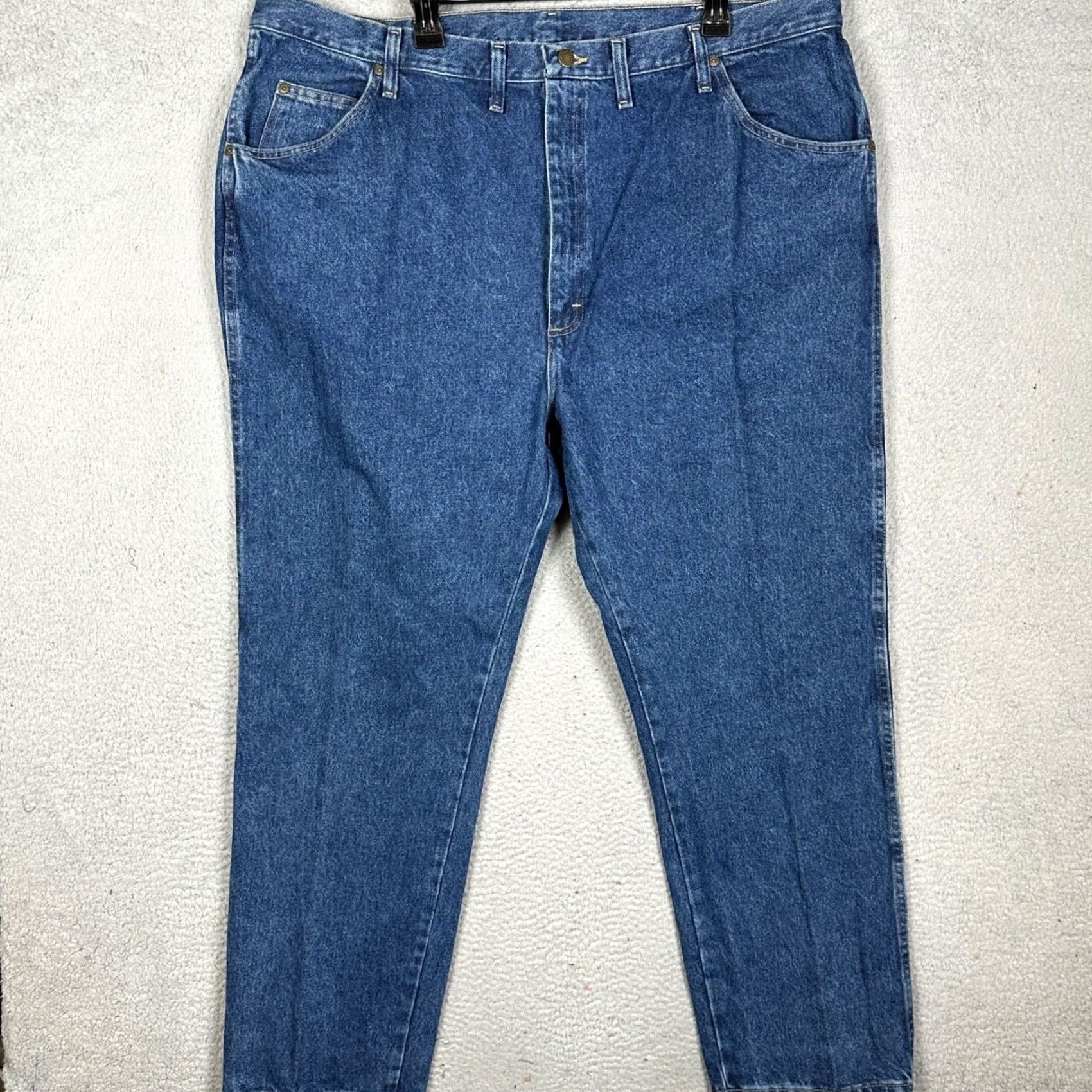 Wrangler Wrangler Five Star Premium Denim Jeans Regular Fit Straight Leg 46x32 Blue Mens Pants Regular Rise High 5-Pocket Denim Zip Button Mexico Size US 30 / EU 46 - 2 Thumbnail