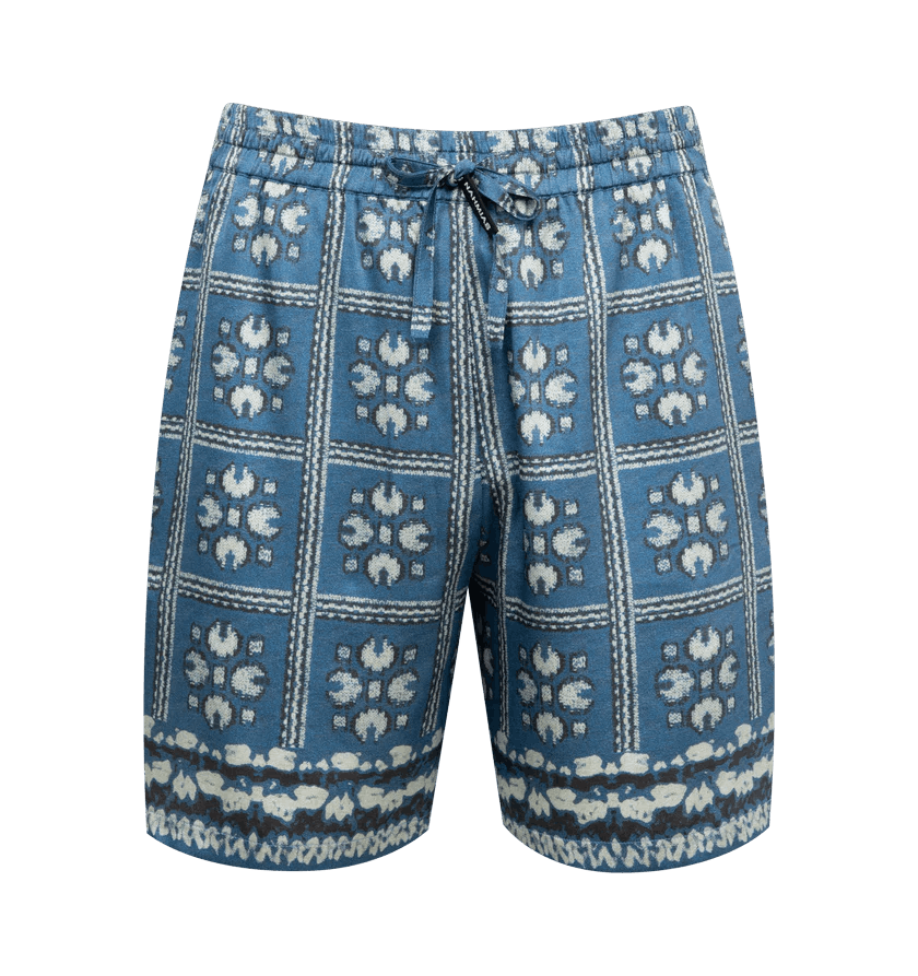 Nahmias o1h1sh11224 Tield Silk Shorts in Tiled Print Size US 34 / EU 50 - 1 Thumbnail