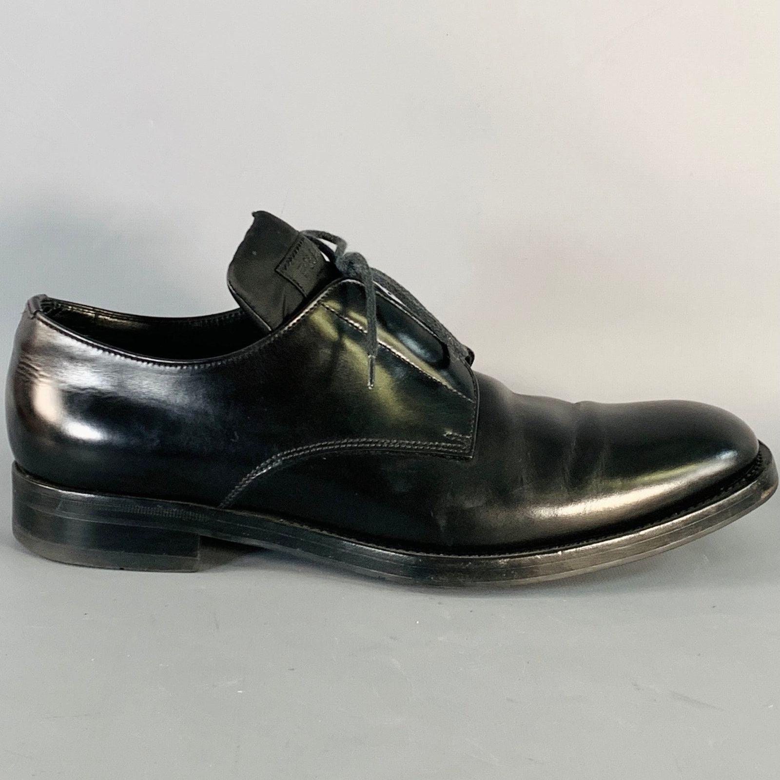 Prada PRADA Size 10 Black Leather Nylon Derby Lace-Up Shoes Size US 10 / EU 43 - 2 Thumbnail