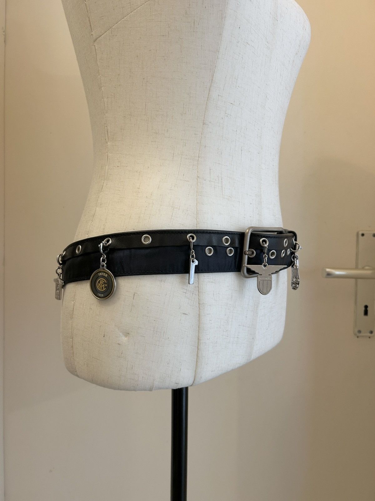 Dirk Bikkembergs 2000s leather double eyelet belt with charms Size ONE SIZE - 3 Thumbnail