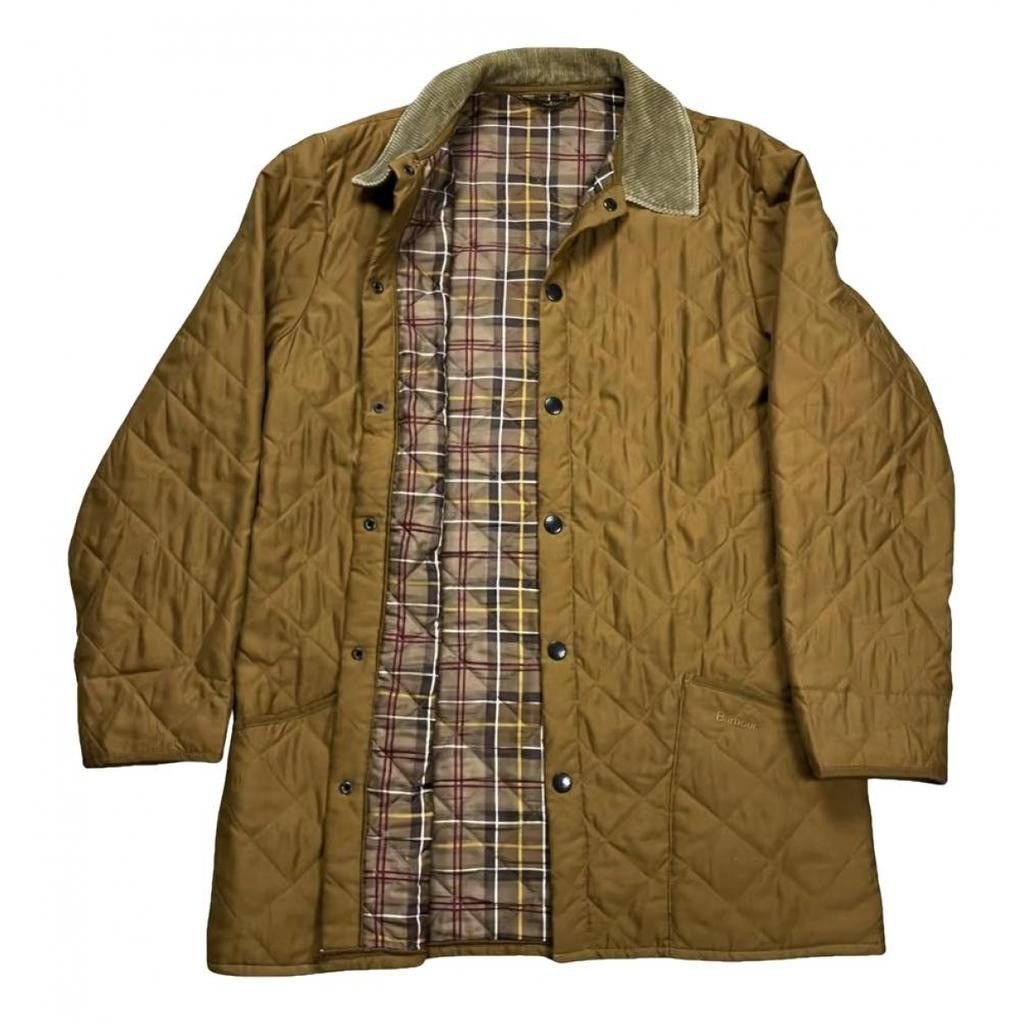 image of Barbour Coat Jacket Full Pattern Inside in Orange/Brown, Men's (Size Medium)