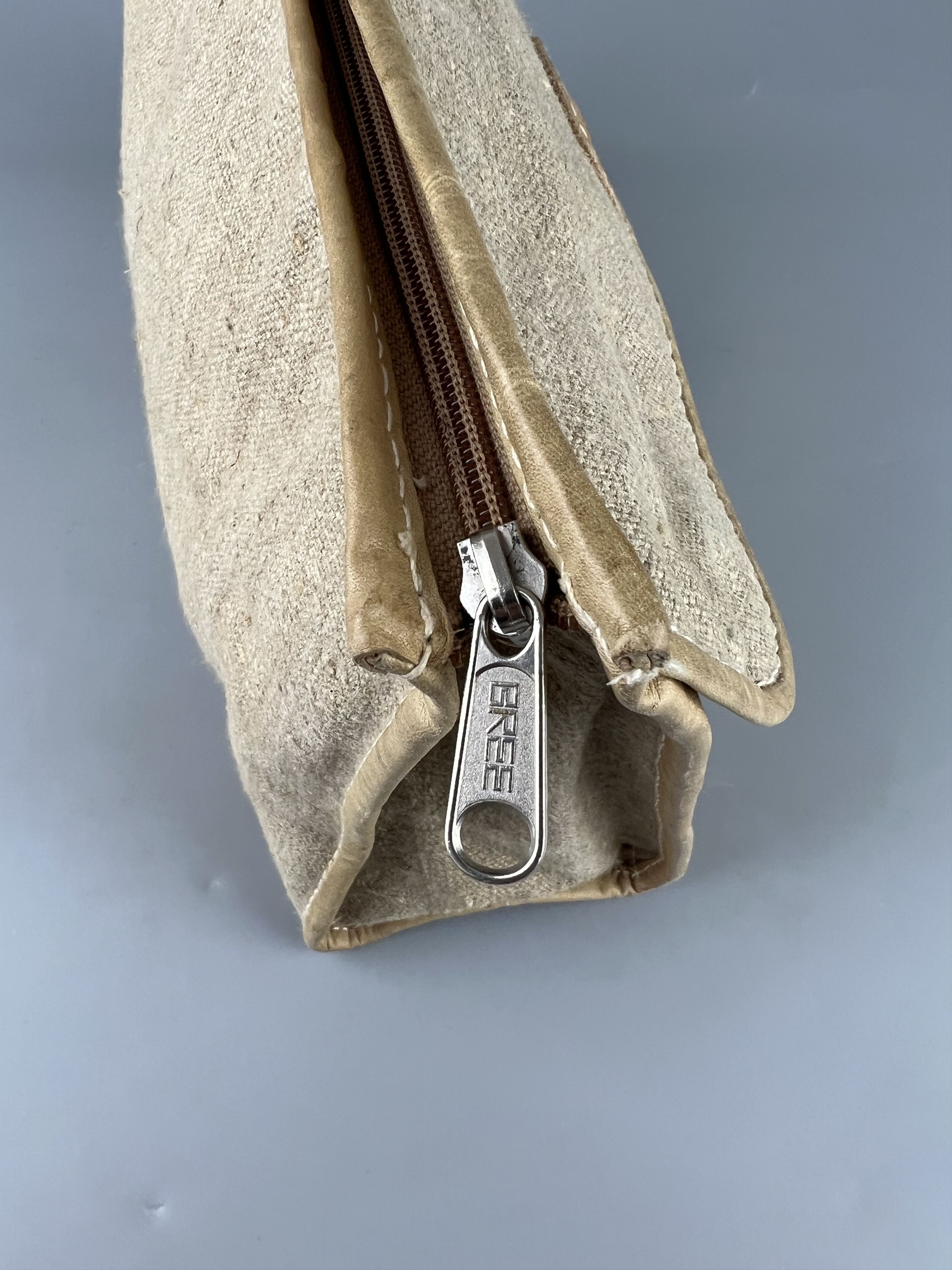 BREE × Vintage Bree Vintage Rare Beige Canvas Leather Clutch Cosmetic Bag Size ONE SIZE - 6 Thumbnail