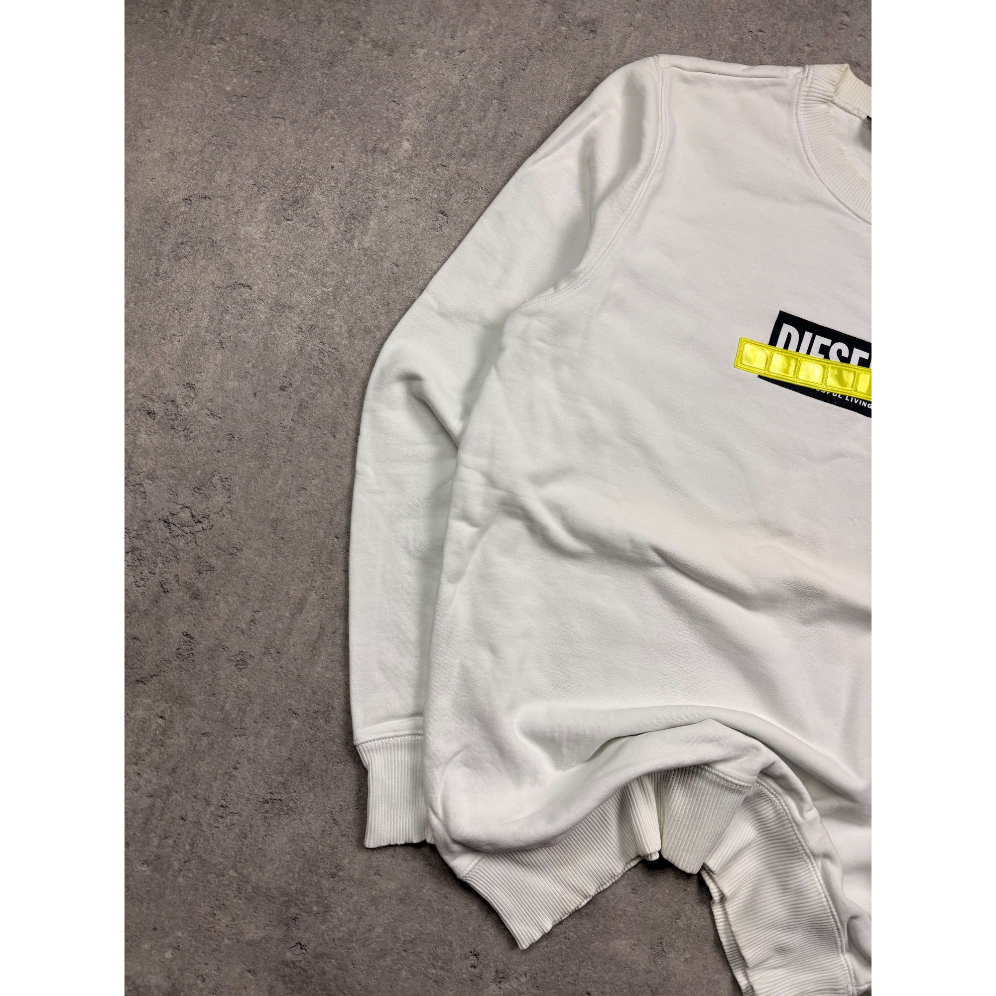 Diesel Diesel Mens White Sweatshirt With Neon Accents Size S Cotton Size US S / EU 44-46 / 1 - 2 Thumbnail