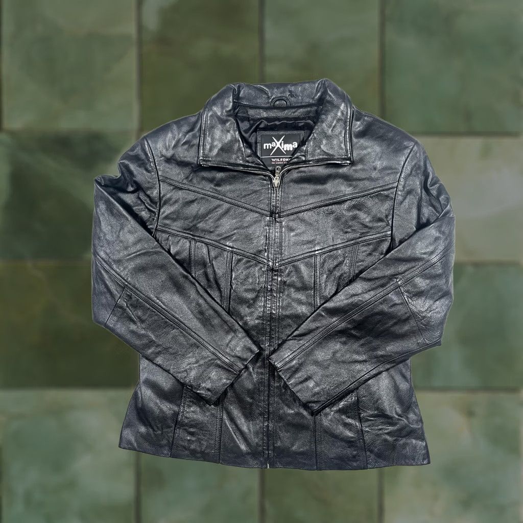 Vintage VINTAGE Maxima Leather Jacket Womens Large Black Full Zip Lined Mid Length Pockets Size L / US 10 / IT 46 - 1 Thumbnail