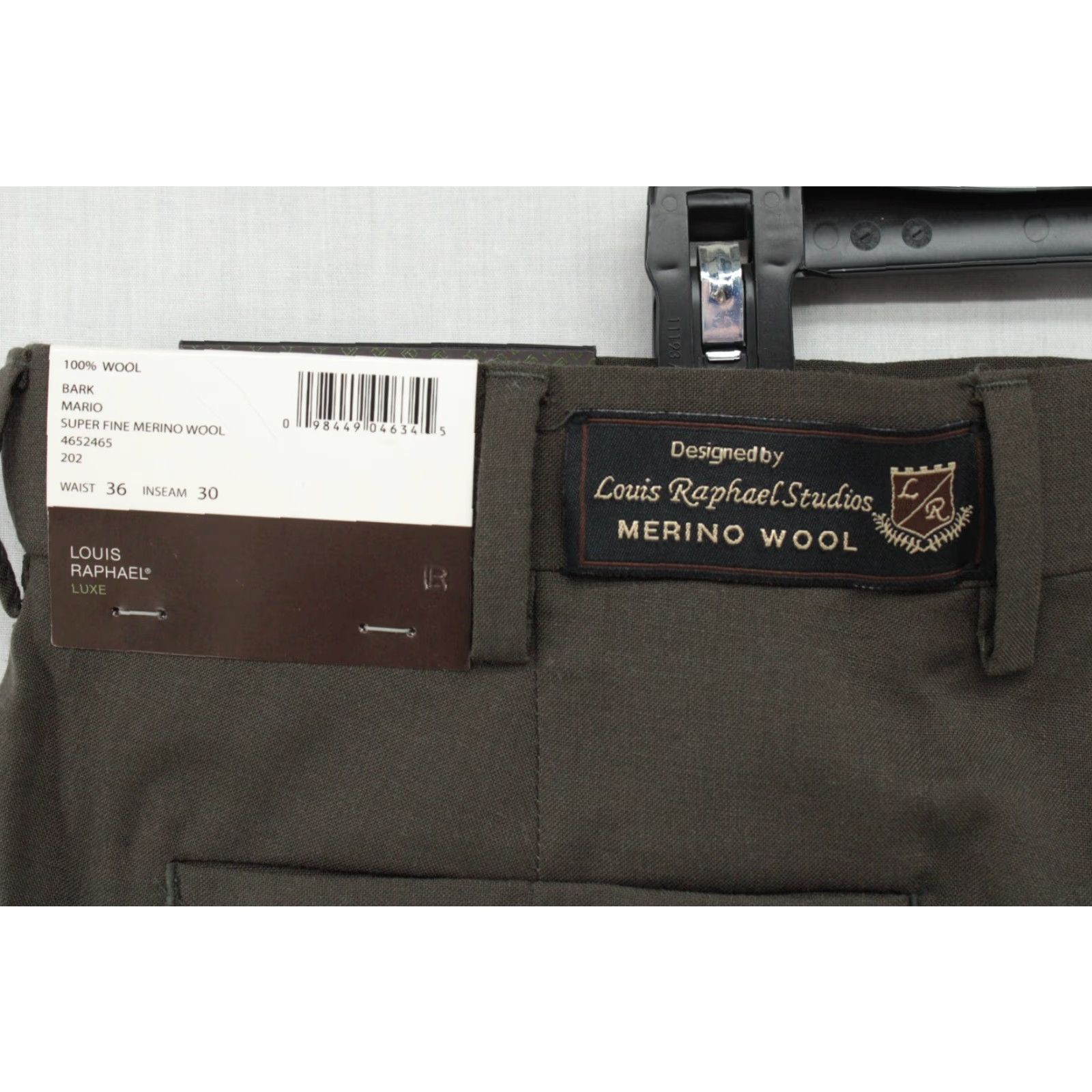 Vintage Louis Raphael Pants Mens 36 X 31 Pleated Cuffed Bark 100% Merino Wool NWT Tailored Dress Pants Men's Flat Front Pocket: Slash Vintage? No. Size US 36 / EU 52 - 7 Thumbnail