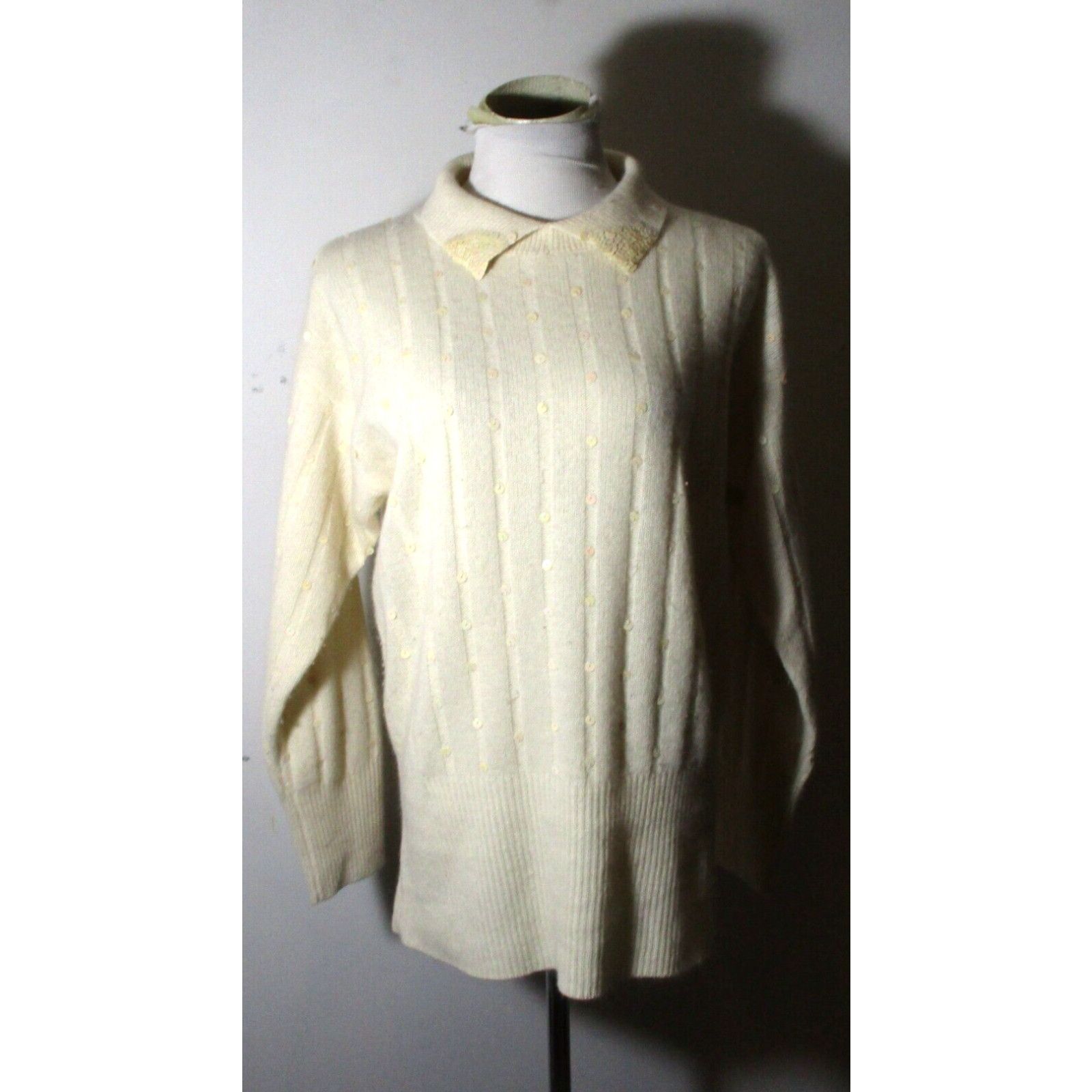 Tokito Women's Vintage ITOKIN Cisa Ivory Angora Blend Sequin Sweater ...