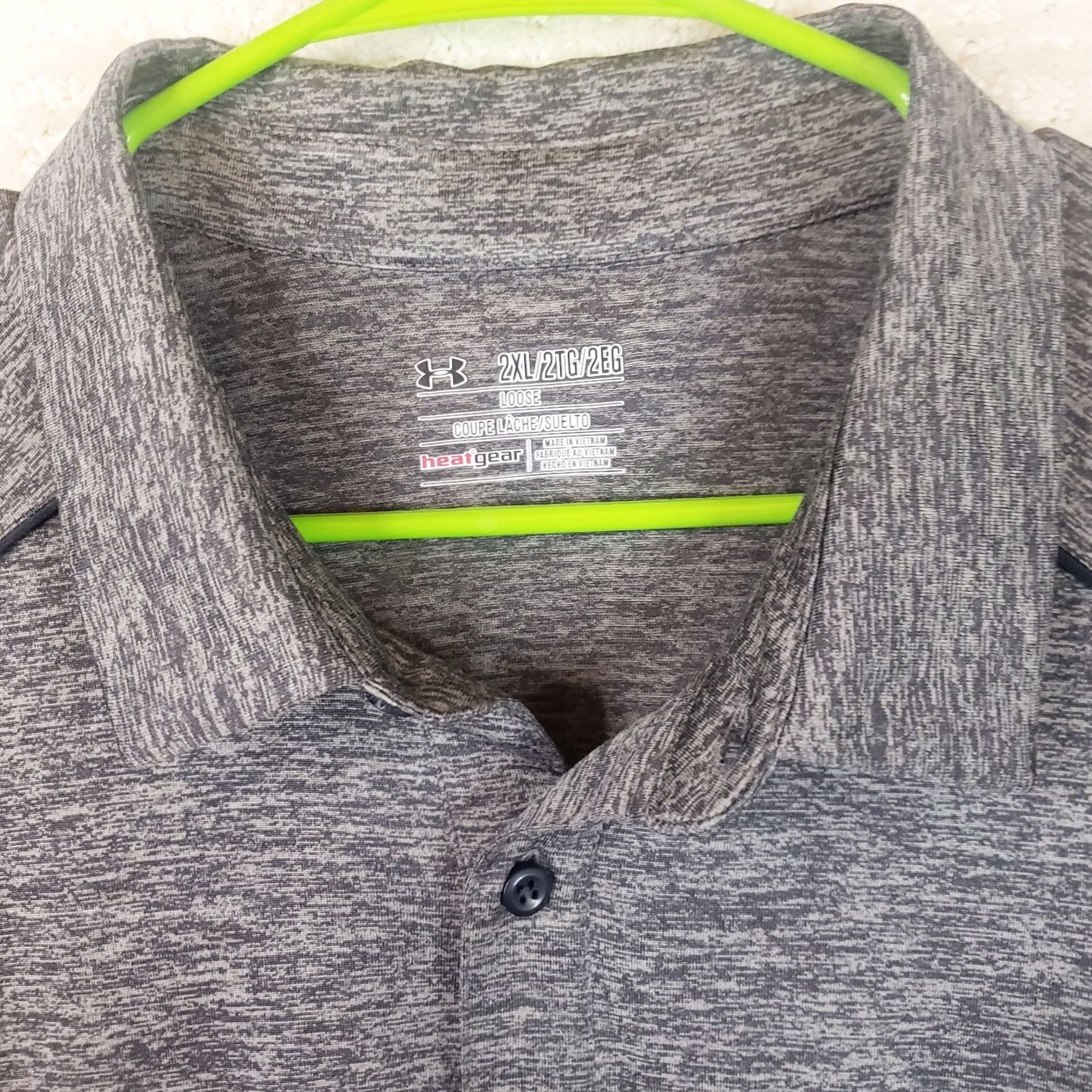 Under Armour Under Armour Polo Shirt Men's 2XL Gray Heathered Loose Short Sleeve Heatgear Beaufort SC Size US XXL / EU 58 / 5 - 4 Thumbnail
