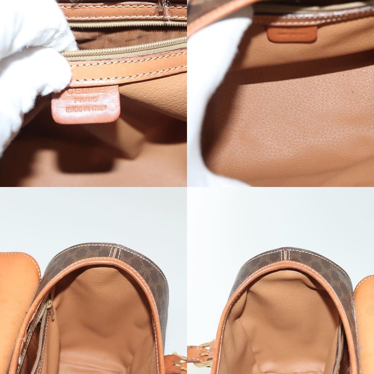 Celine CELINE Macadam Canvas Hand Bag Pvc Leather Brown Gold Size ONE SIZE - 12 Thumbnail
