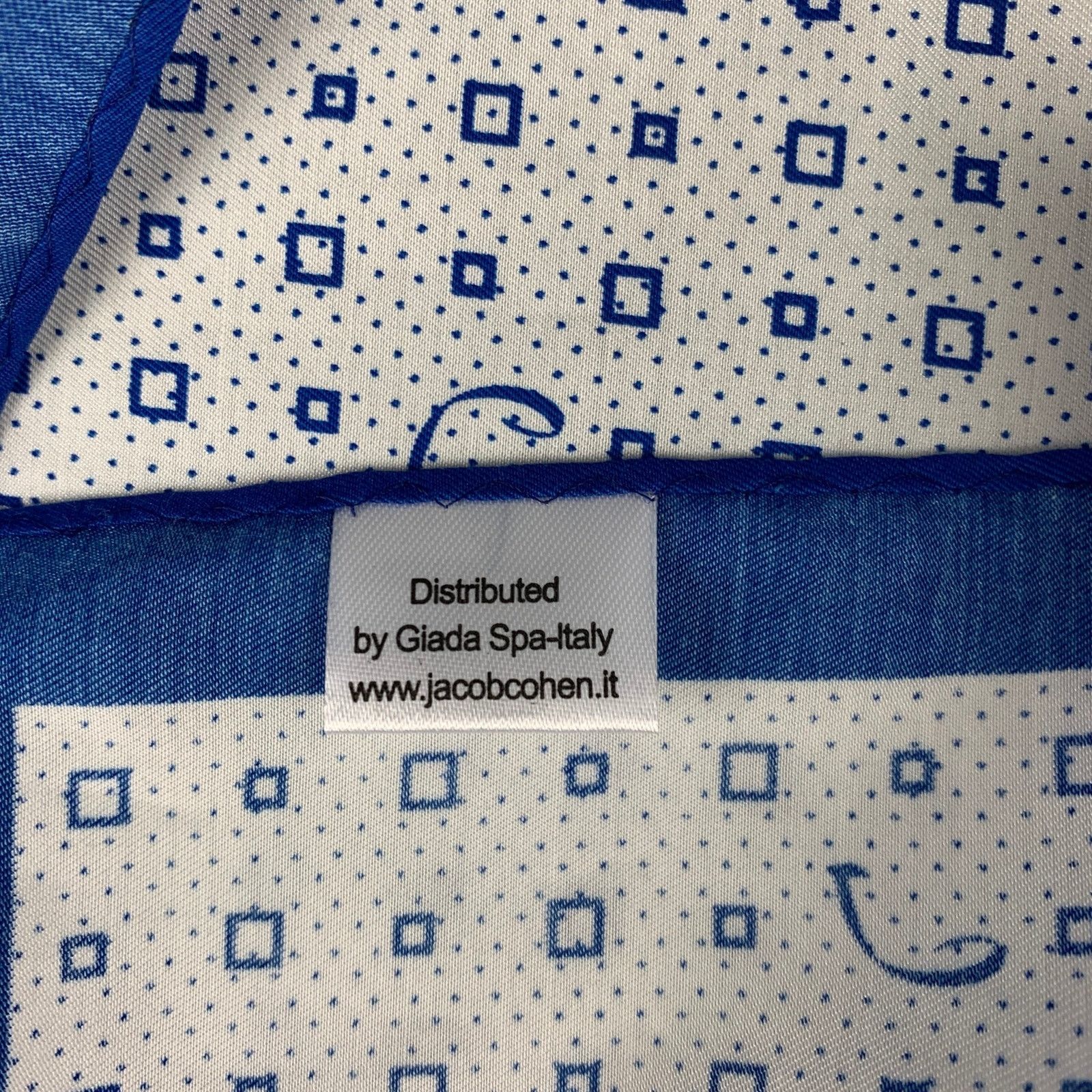 Jacob Cohen JACOB COHEN White Blue Print Cotton Silk Pocket Square Size ONE SIZE - 5 Thumbnail