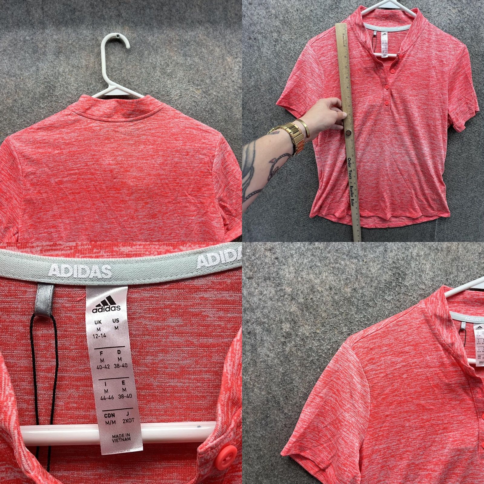 Adidas Adidas Polo Shirt Womens Medium Flash Red Novelty Short Sleeve Golf FS4738 Size M / US 6-8 / IT 42-44 - 8 Thumbnail