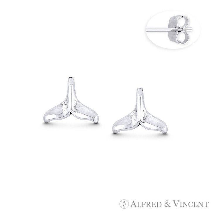 Other Whale Fin Luck Charm Stud Earrings in .925 Sterling Silver Size ONE SIZE - 1 Preview