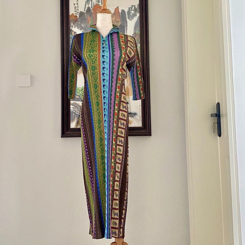 Issey Miyake Issey Miyake Floral pleated dress Size L / US 10 / IT 46 - 1 Thumbnail