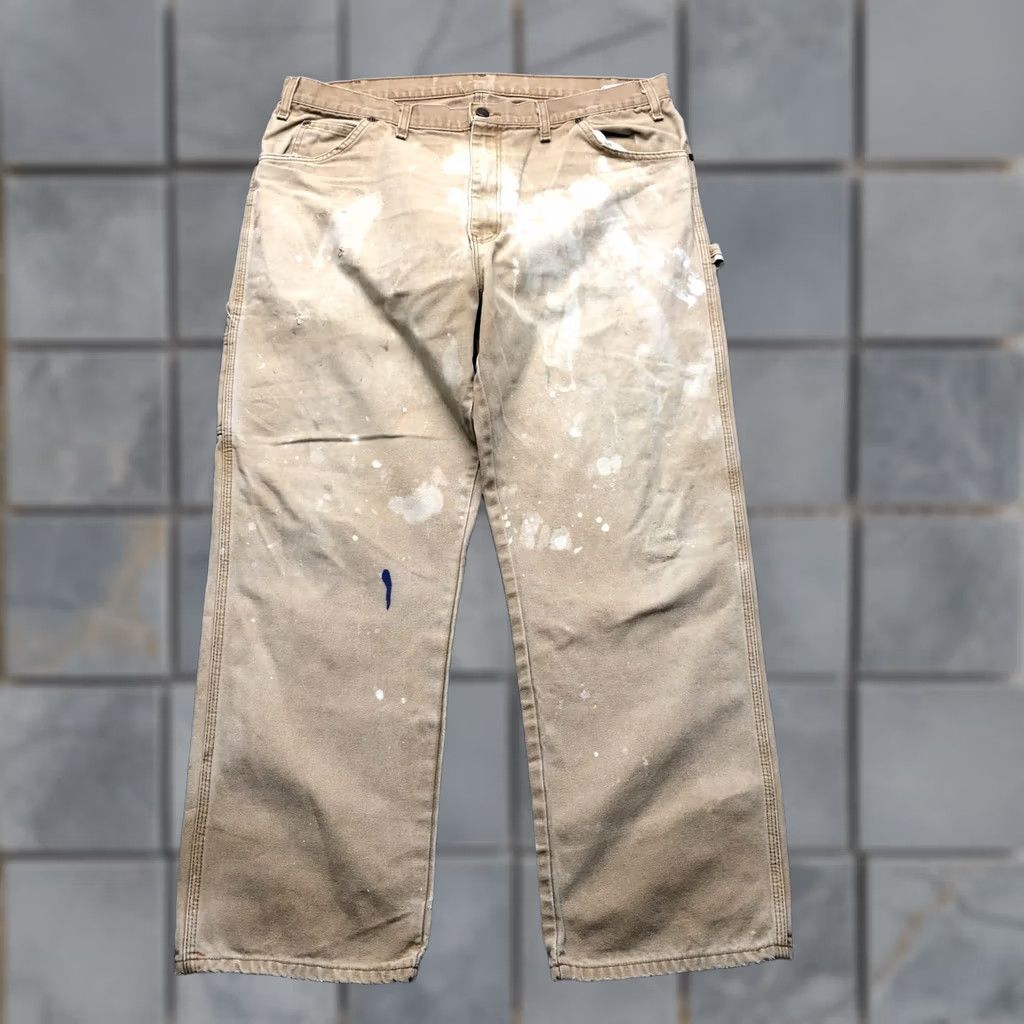 Dickies Dickies Pants Mens 38x30 Beige Canvas Carpenter Workwear Relaxed Fit Pockets 5-Pocket Design Size US 38 / EU 54 - 1 Thumbnail
