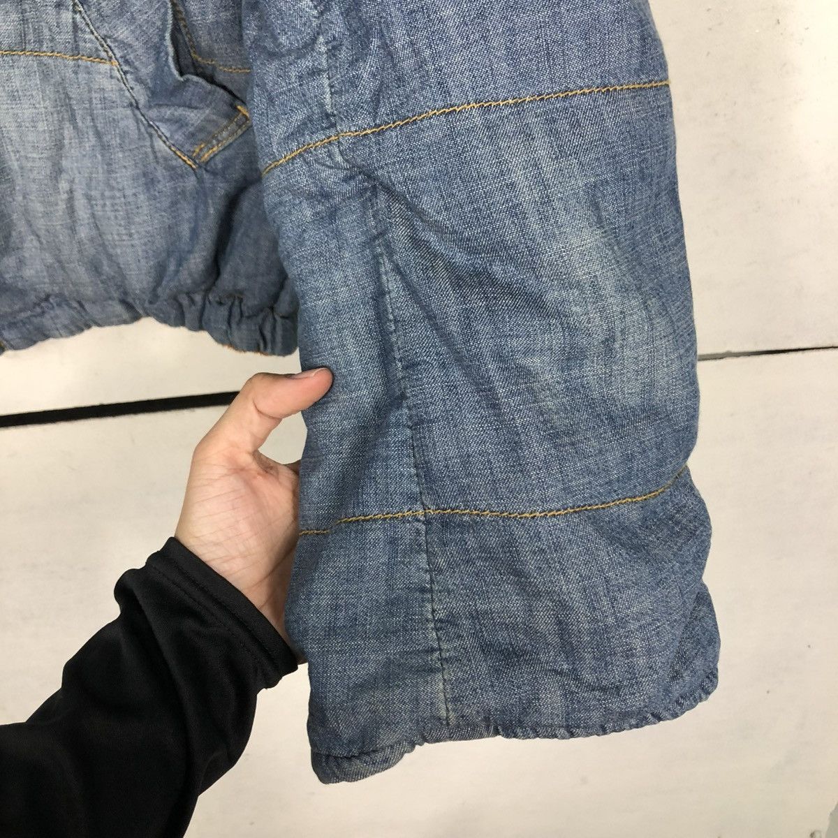 Issey Miyake 🔥CROPPED DENIM BIKER JACKET MERCIBEAUCOUP BLANKET PUFFER Size US M / EU 48-50 / 2 - 17 Thumbnail