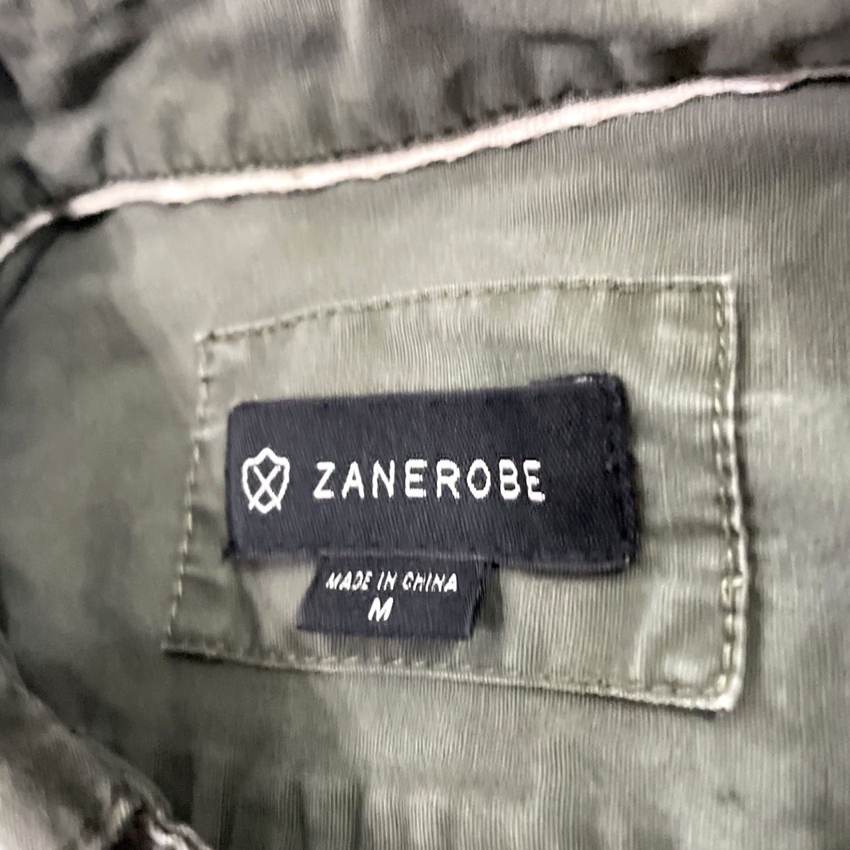 Zanerobe ZANEROBE Button-Up Shirt Men M Green Gray with Pockets, Metal Snap Button, Workwear Outfits Outdoors Size US M / EU 48-50 / 2 - 6 Thumbnail