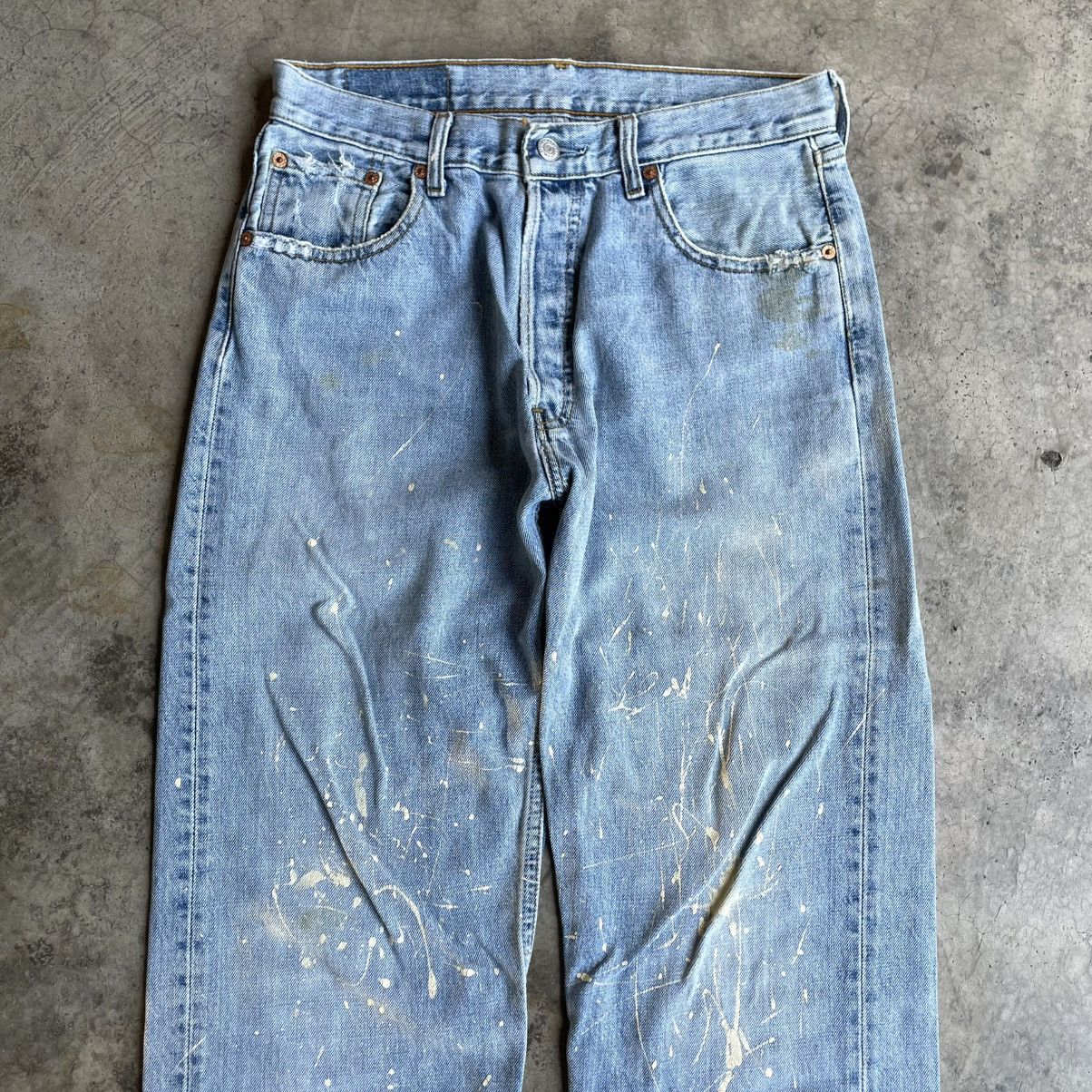 Levi's Vintage Clothing 🔥Vintage 1998 Levis 513 Splatter Paint Ripped Distress Jeans Size US 31 - 2 Thumbnail