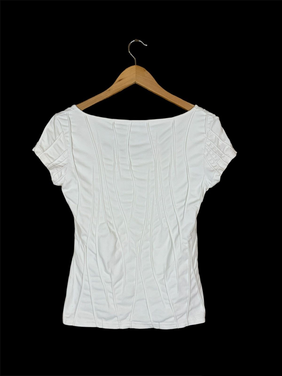 Designer ANNE FONTAINE PARIS Made in FRANCE Stretch Short Sleeve Top White T-Shirt Size M / US 6-8 / IT 42-44 - 4 Thumbnail