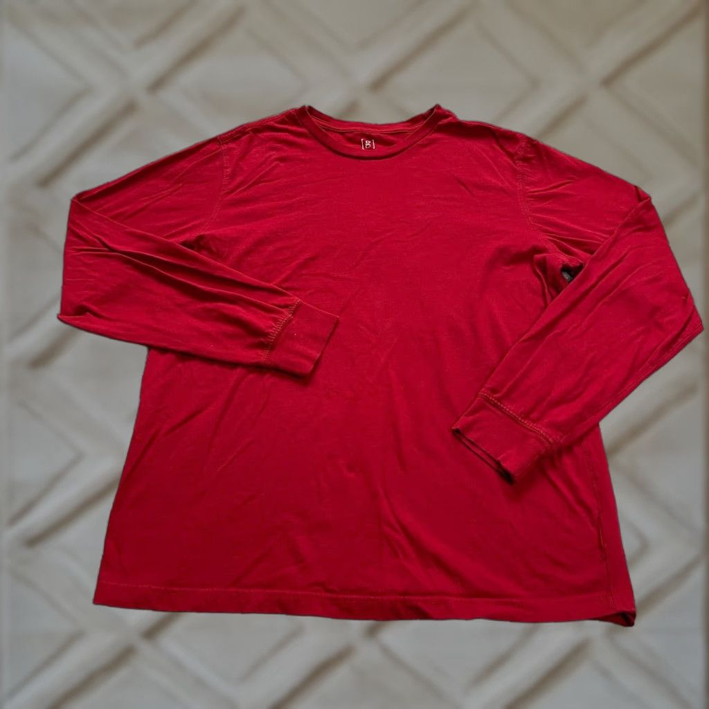George George Casual Cotton Long Sleeve Tee Shirt Womens Large Red Crew Neck Classic Size L / US 10 / IT 46 - 1 Thumbnail