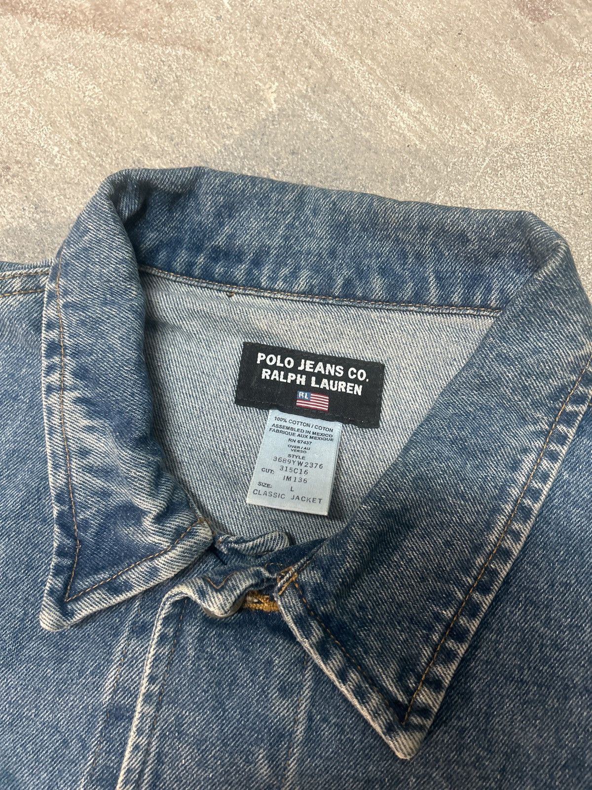 Polo Ralph Lauren Vintage 90s Polo Jeans Ralph Lauren Big Flag Denim Jacket Size US L / EU 52-54 / 3 - 6 Thumbnail