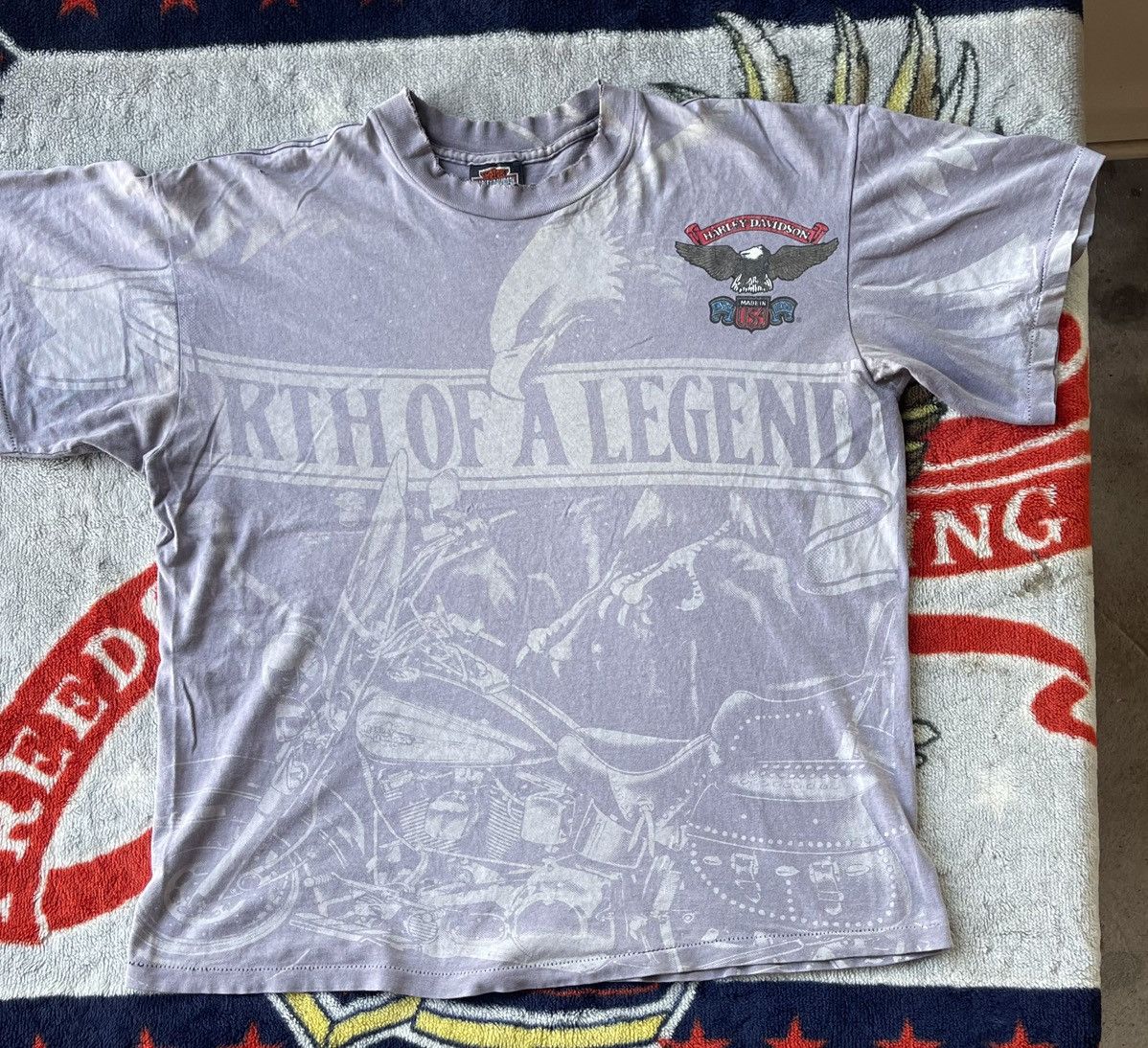 Harley Davidson Thrashed Vintage 1991 Harley Davidson OVP Sun Faded Tee Size US XL / EU 56 / 4 - 10 Thumbnail