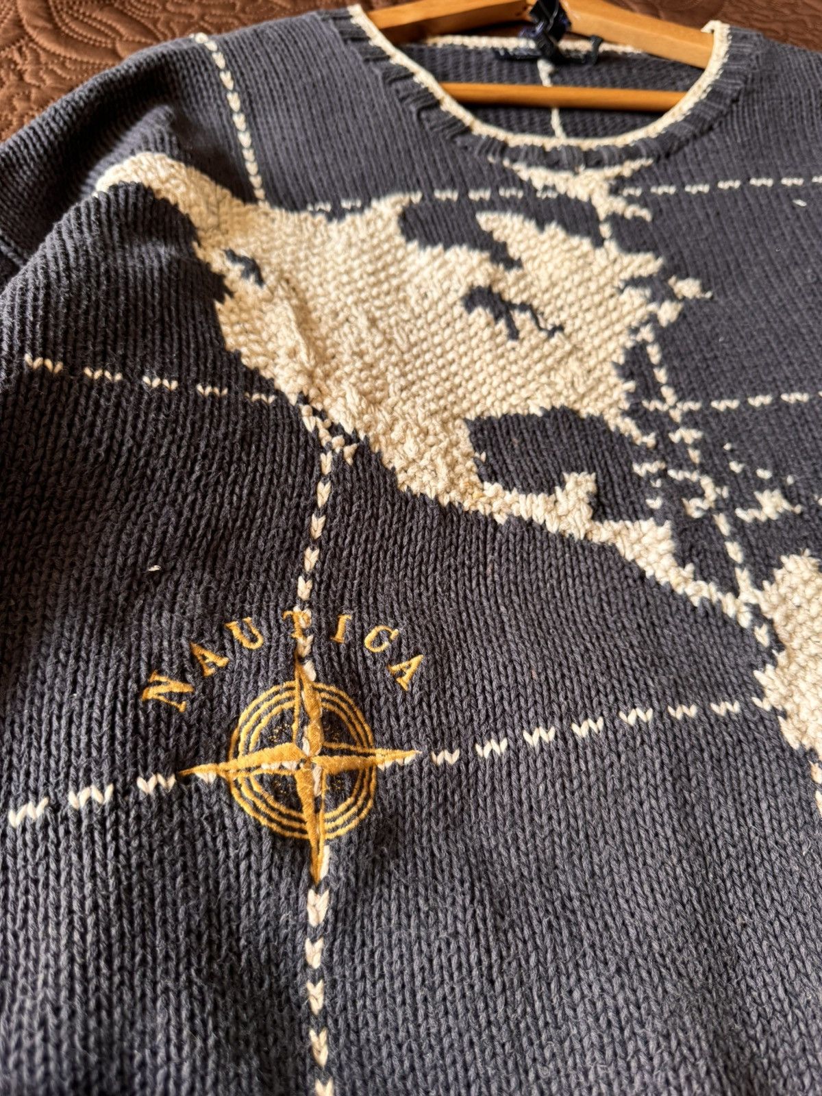 Nautica VINTAGE 90s NAUTICA HAND KNIT MAP NORTH-SOUTH AMERICA Size US L / EU 52-54 / 3 - 5 Thumbnail