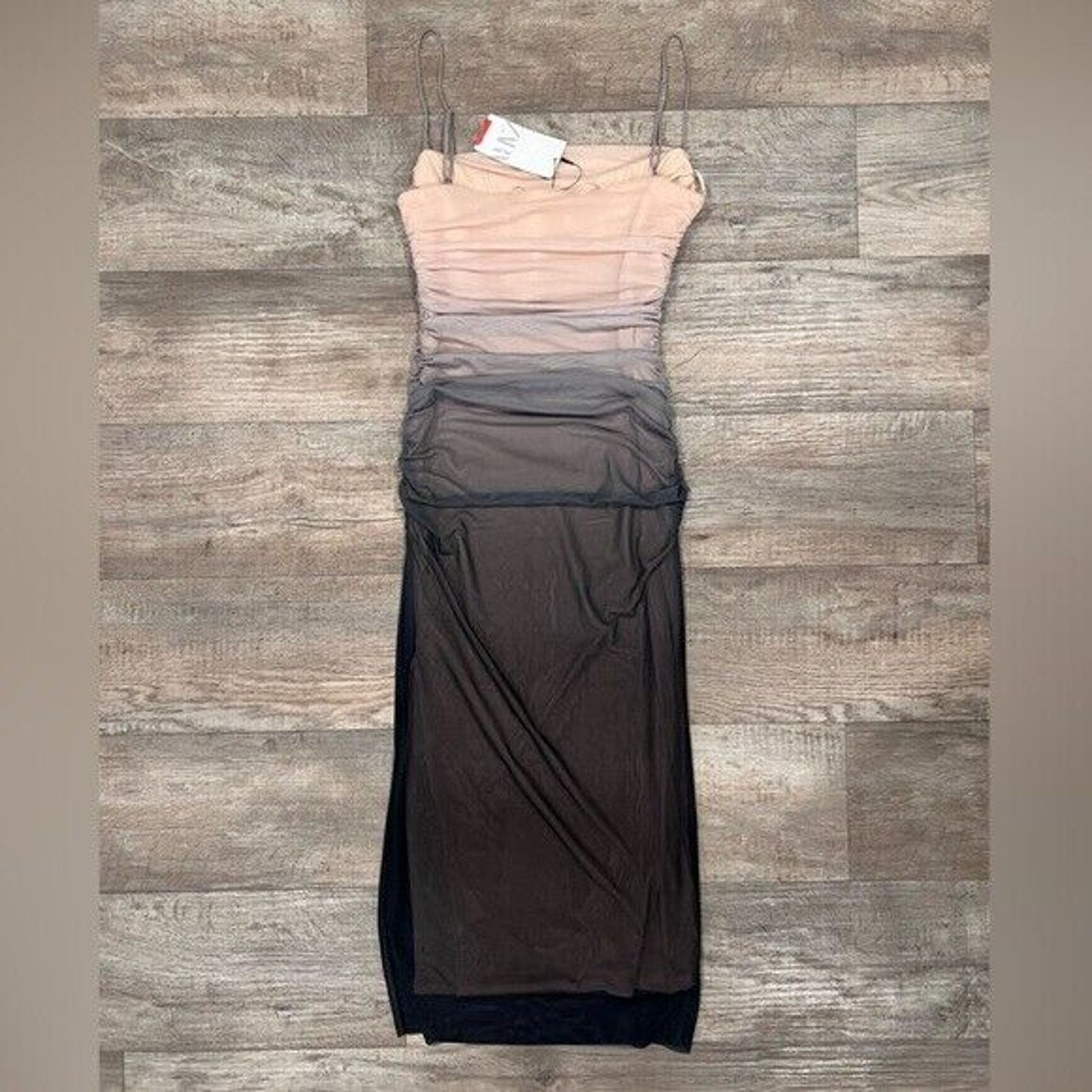 Zara ZARA Gradient Ruched Fitted Midi Dress NWT Size L / US 10 / IT 46 - 23 Thumbnail