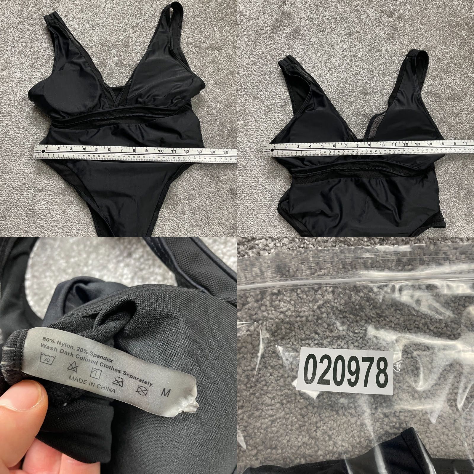 Vintage Unbranded Swimsuit Womens M Solid Black Padded One Piece Beach Body Suit Size M / US 6-8 / IT 42-44 - 8 Thumbnail