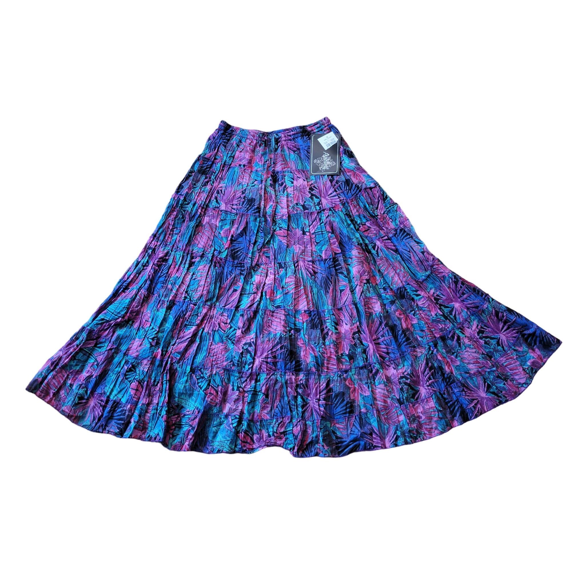 Jane Ashley M Tropical Floral Bold Multi Color Maxi Skirt Cr